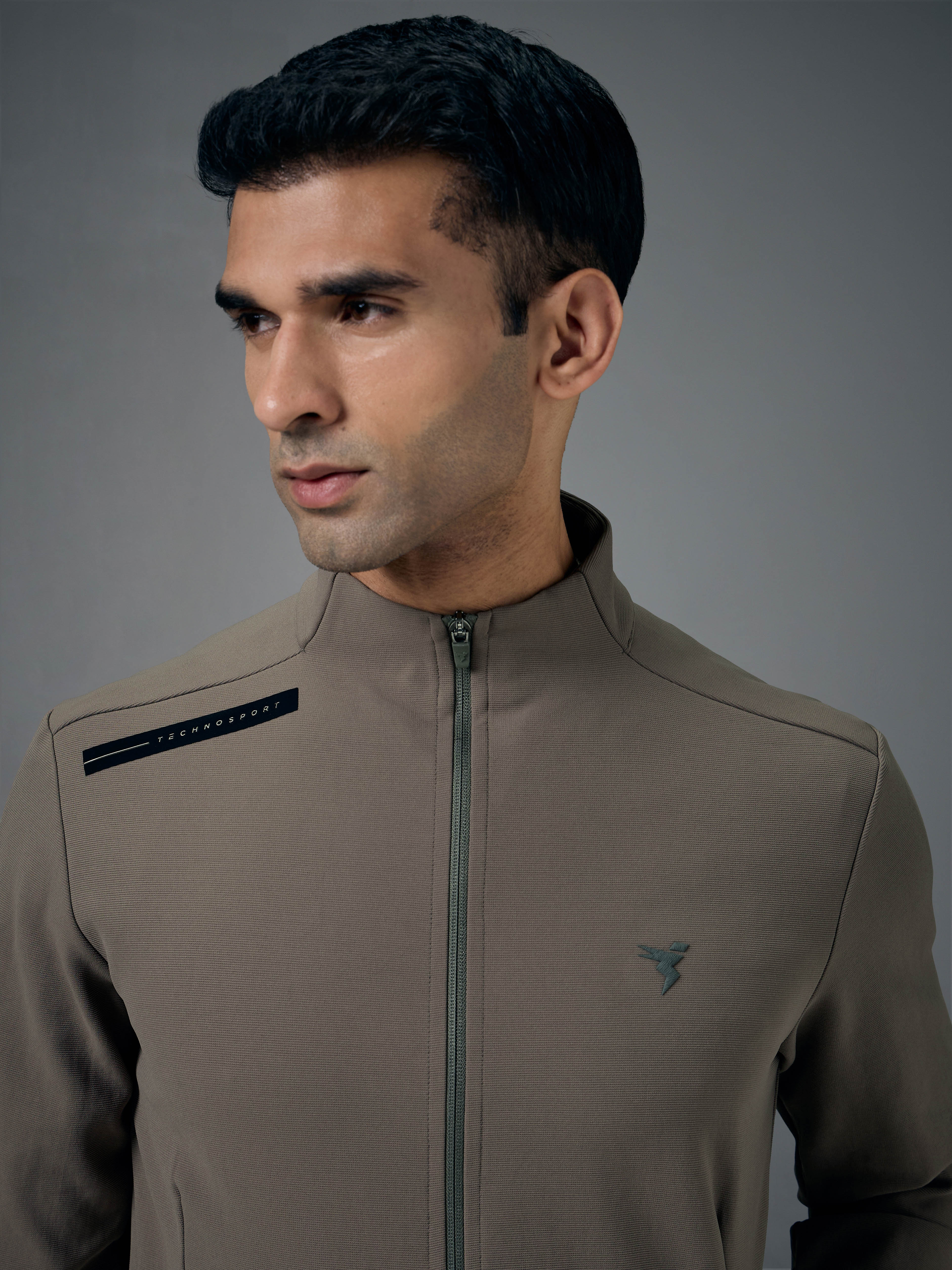 Men Solid Slim Fit Mock Neck Jacket with ELASTO PLUS - Image 6