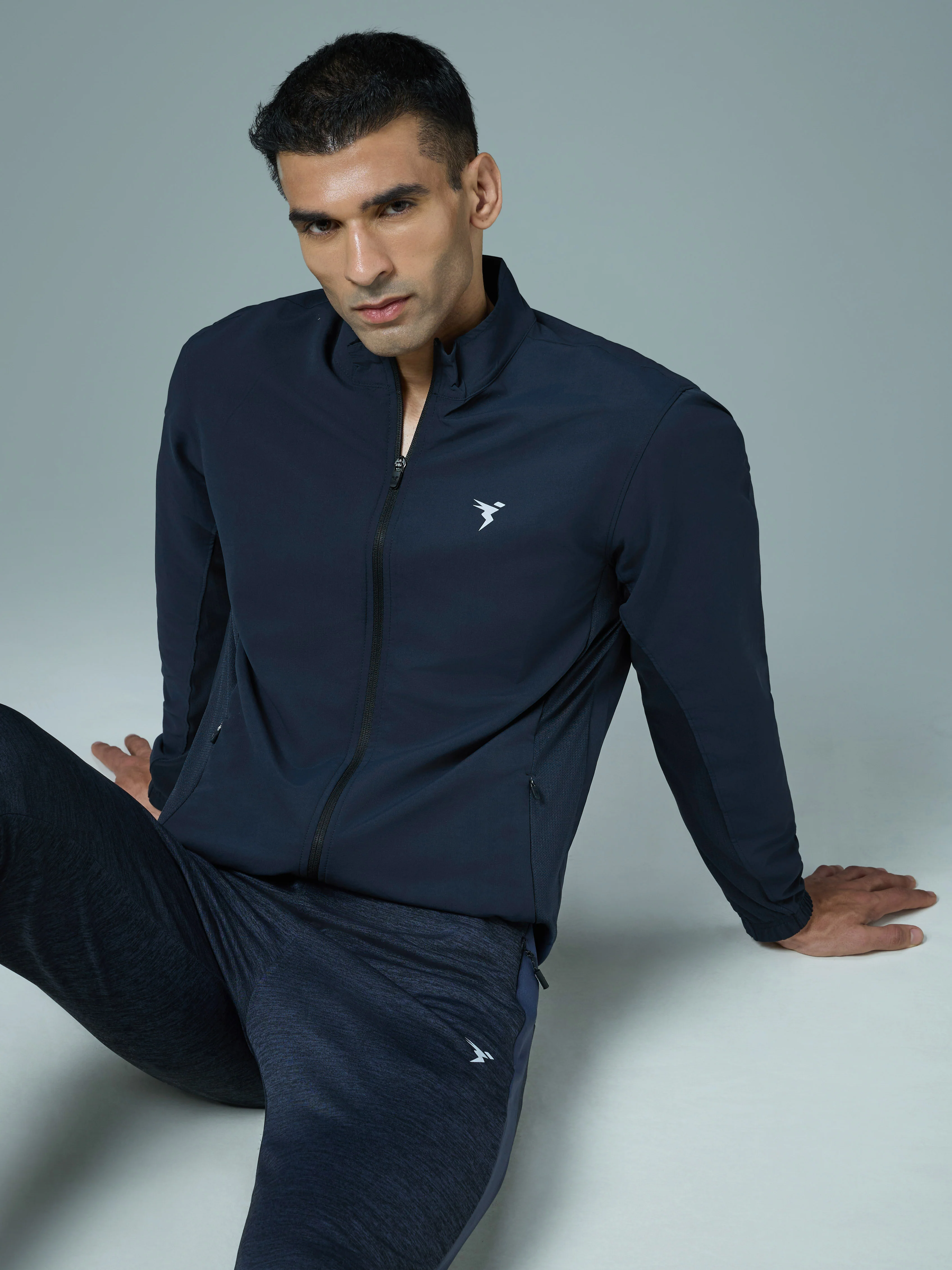 Men Solid Slim Fit Mock Neck Jacket with TECHNOLITE - Image 6