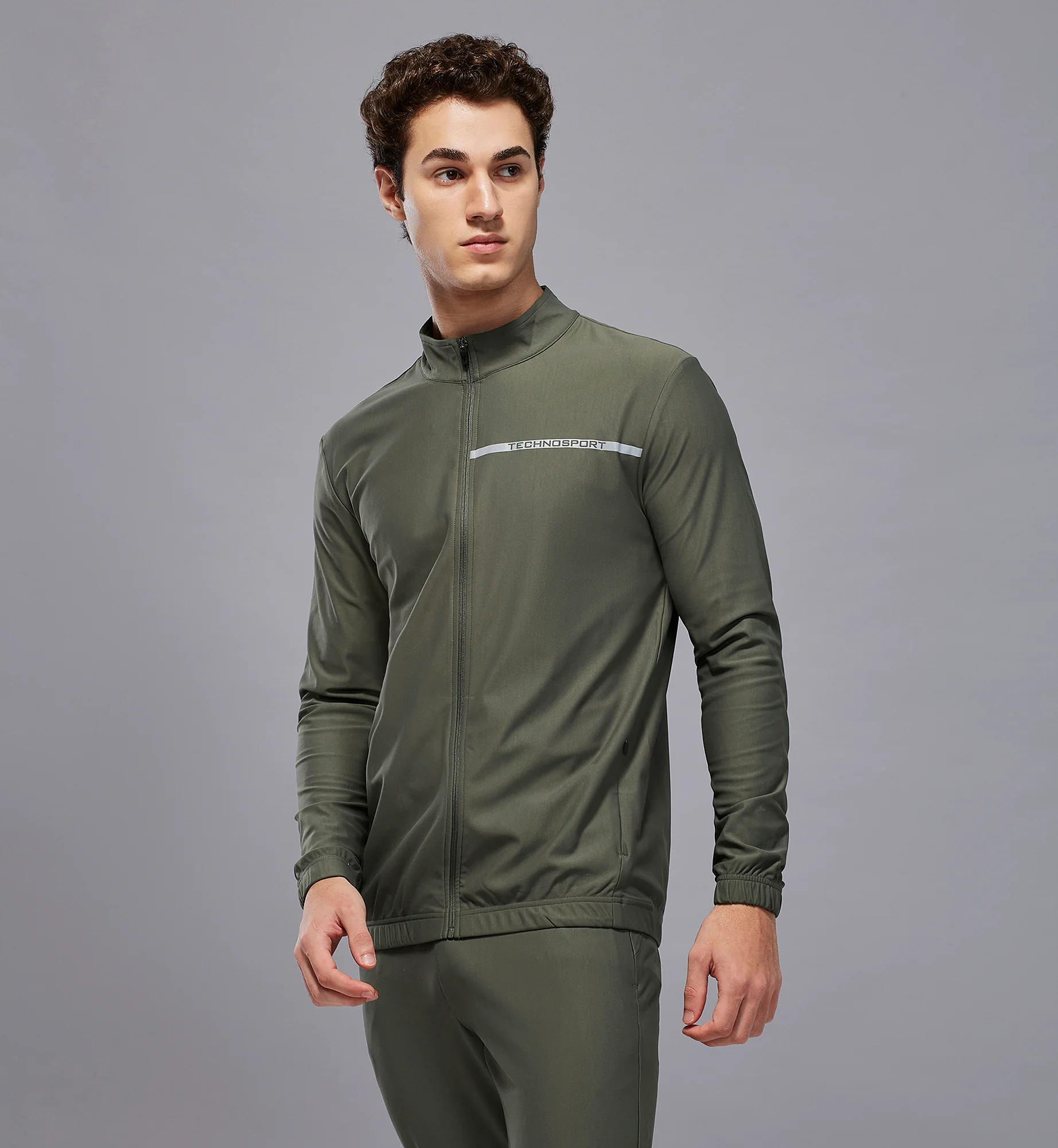 Men Solid Slim Fit Mock Neck Sports Jacket with DURACOOL+ - Image 3