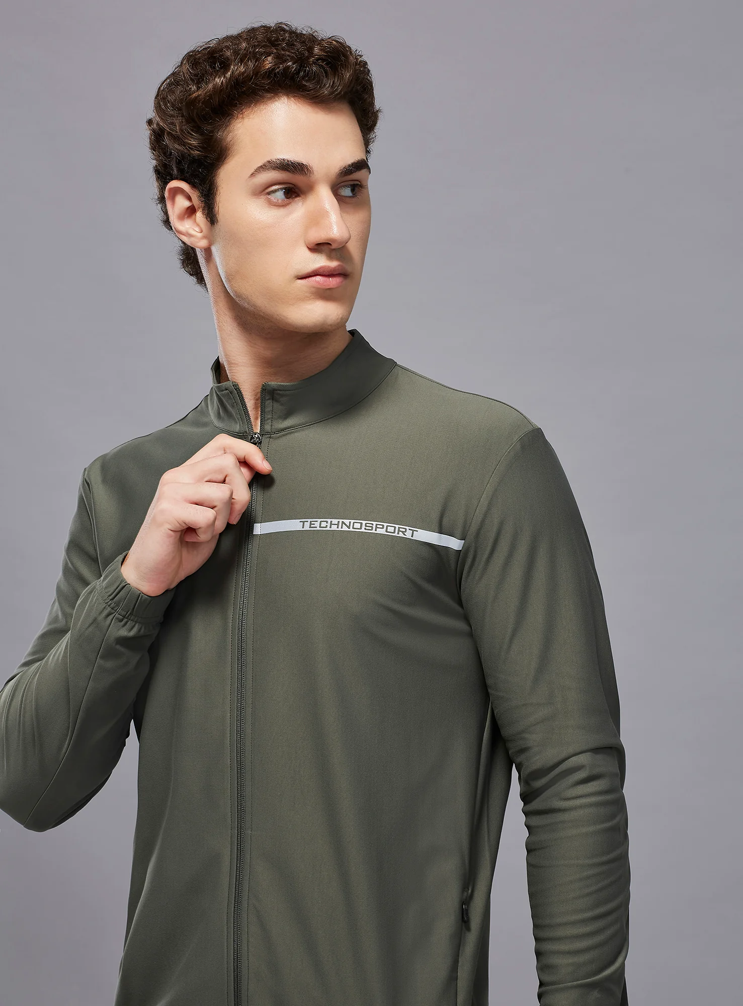 Men Solid Slim Fit Mock Neck Sports Jacket with DURACOOL+ - Image 4