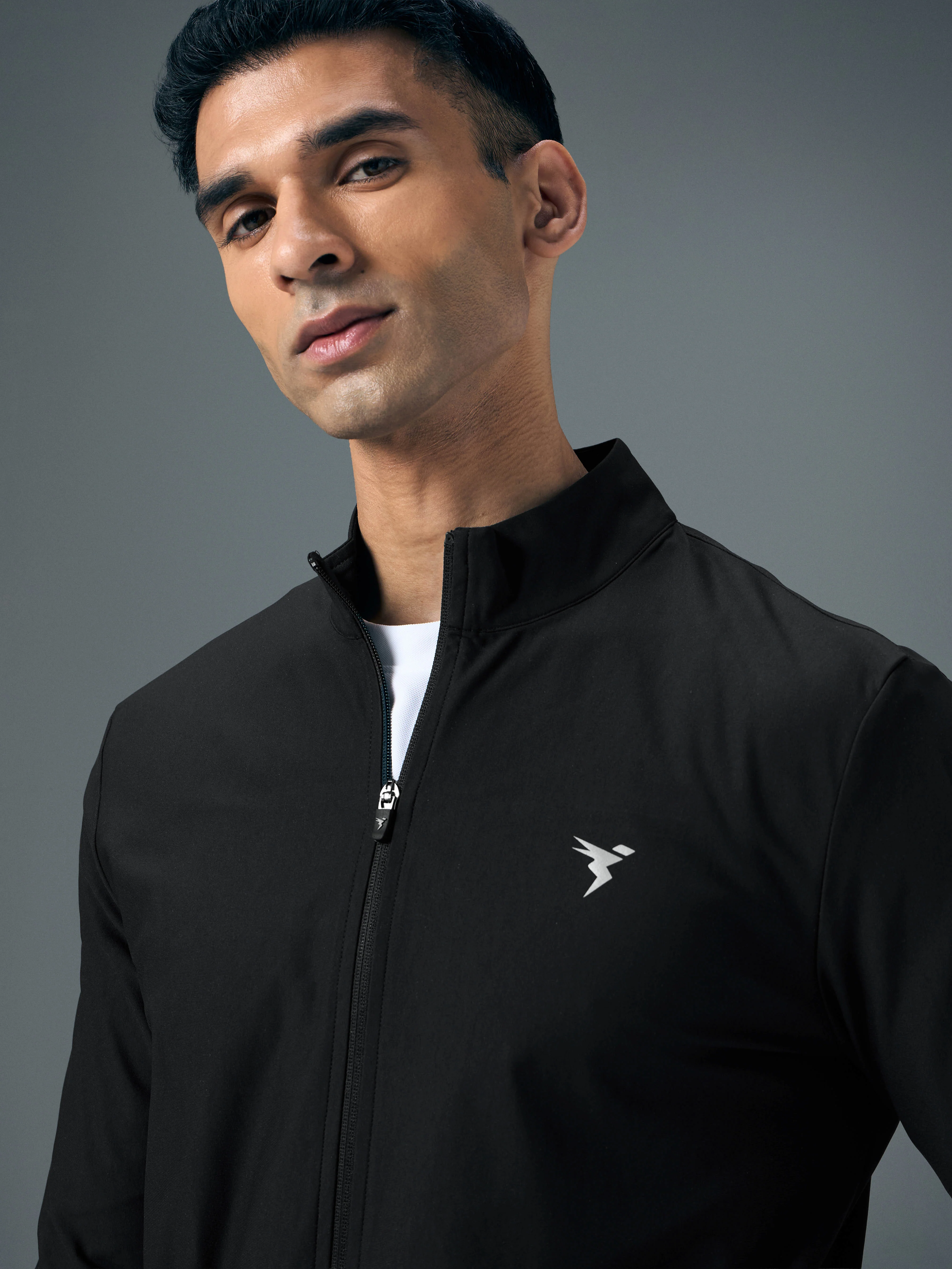 Men Solid Slim Fit Mock Neck Sports Jacket with DURACOOL+ - Image 5