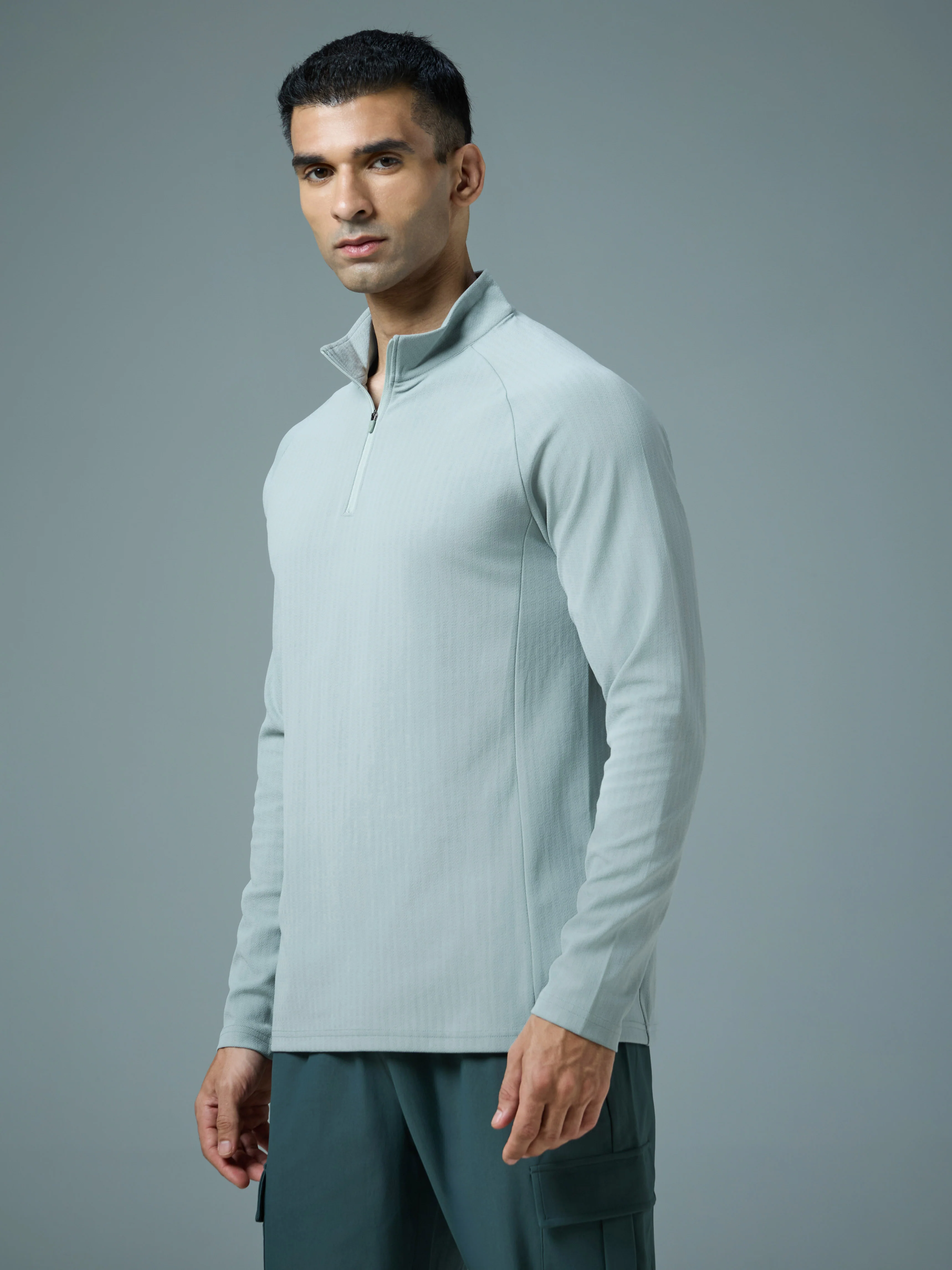 Men Solid Slim Fit Mock Neck Sports T-shirt with ELASTO PLUS - Image 4