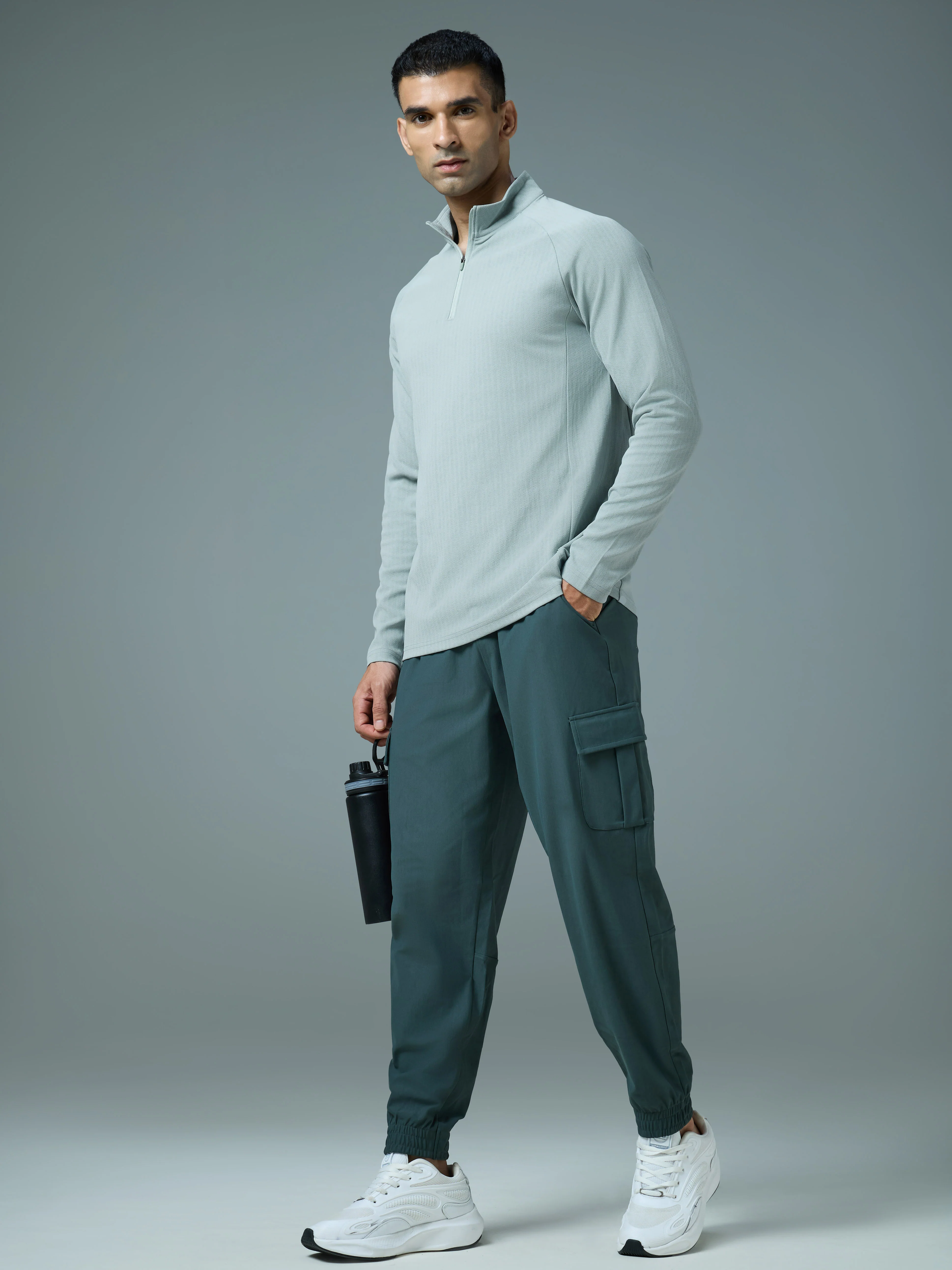 Men Solid Slim Fit Mock Neck Sports T-shirt with ELASTO PLUS - Image 5