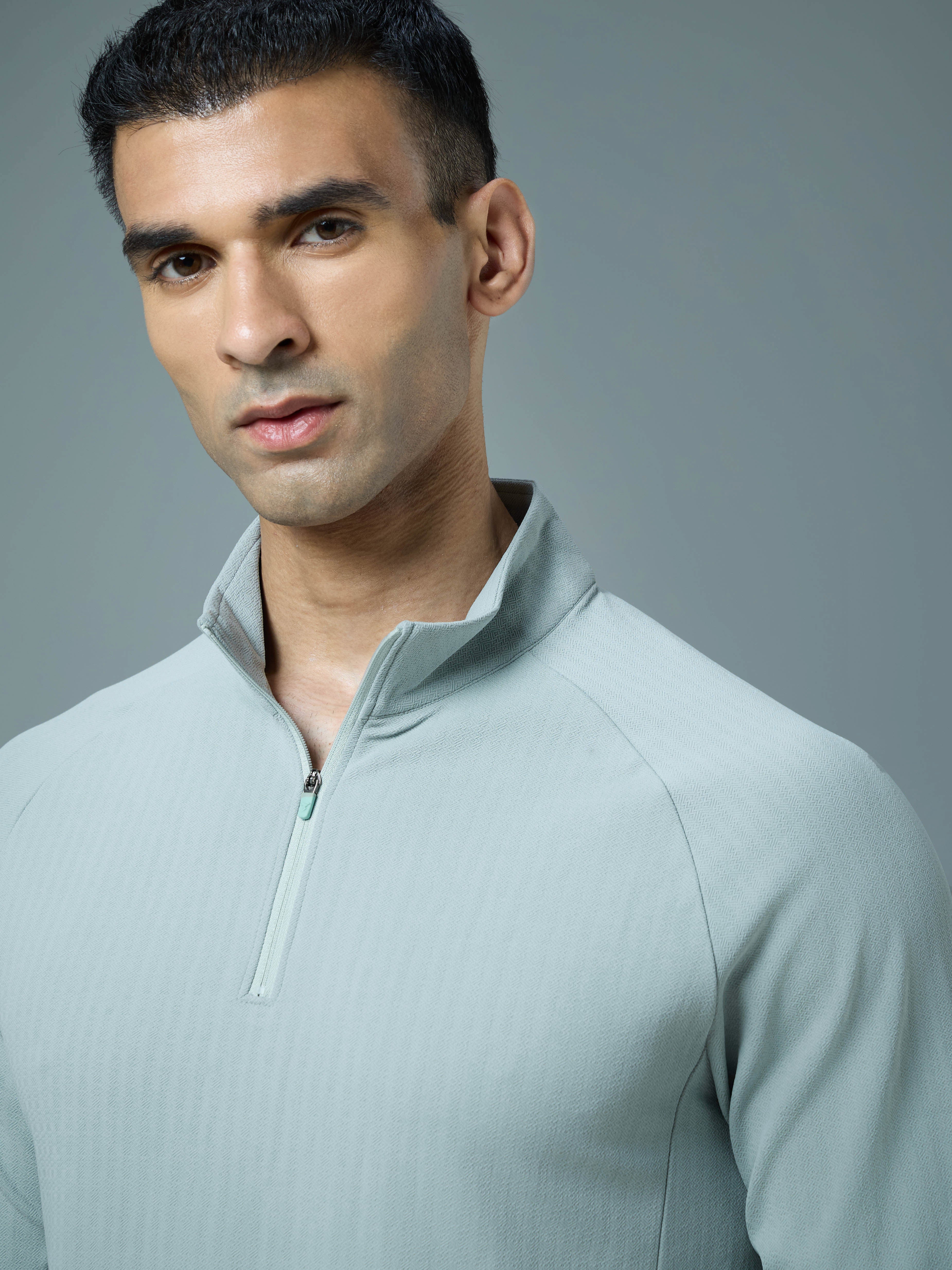 Men Solid Slim Fit Mock Neck Sports T-shirt with ELASTO PLUS - Image 6