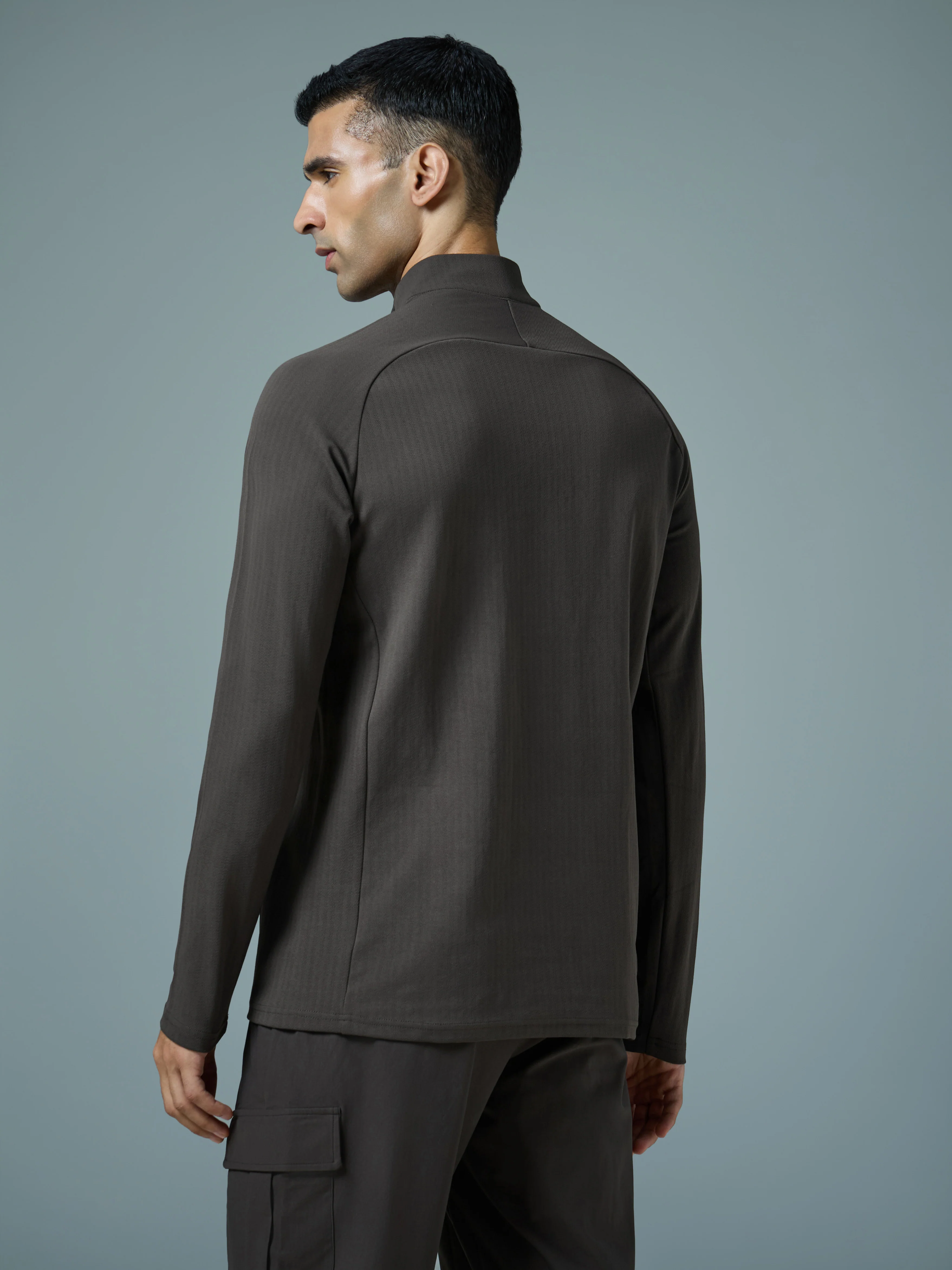 Men Solid Slim Fit Mock Neck Sports T-shirt with ELASTO PLUS - Image 3