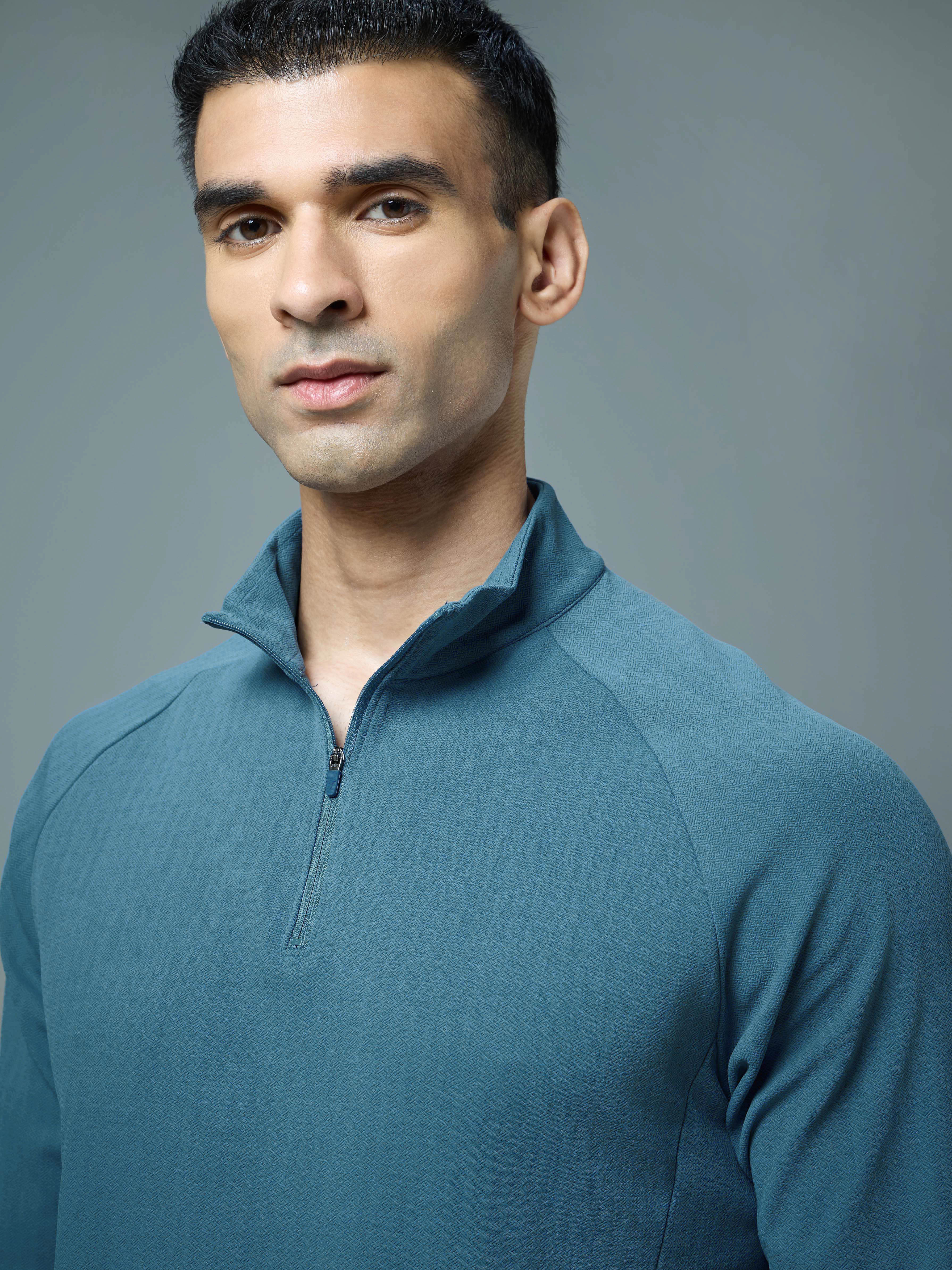 Men Solid Slim Fit Mock Neck Sports T-shirt with ELASTO PLUS - Image 6