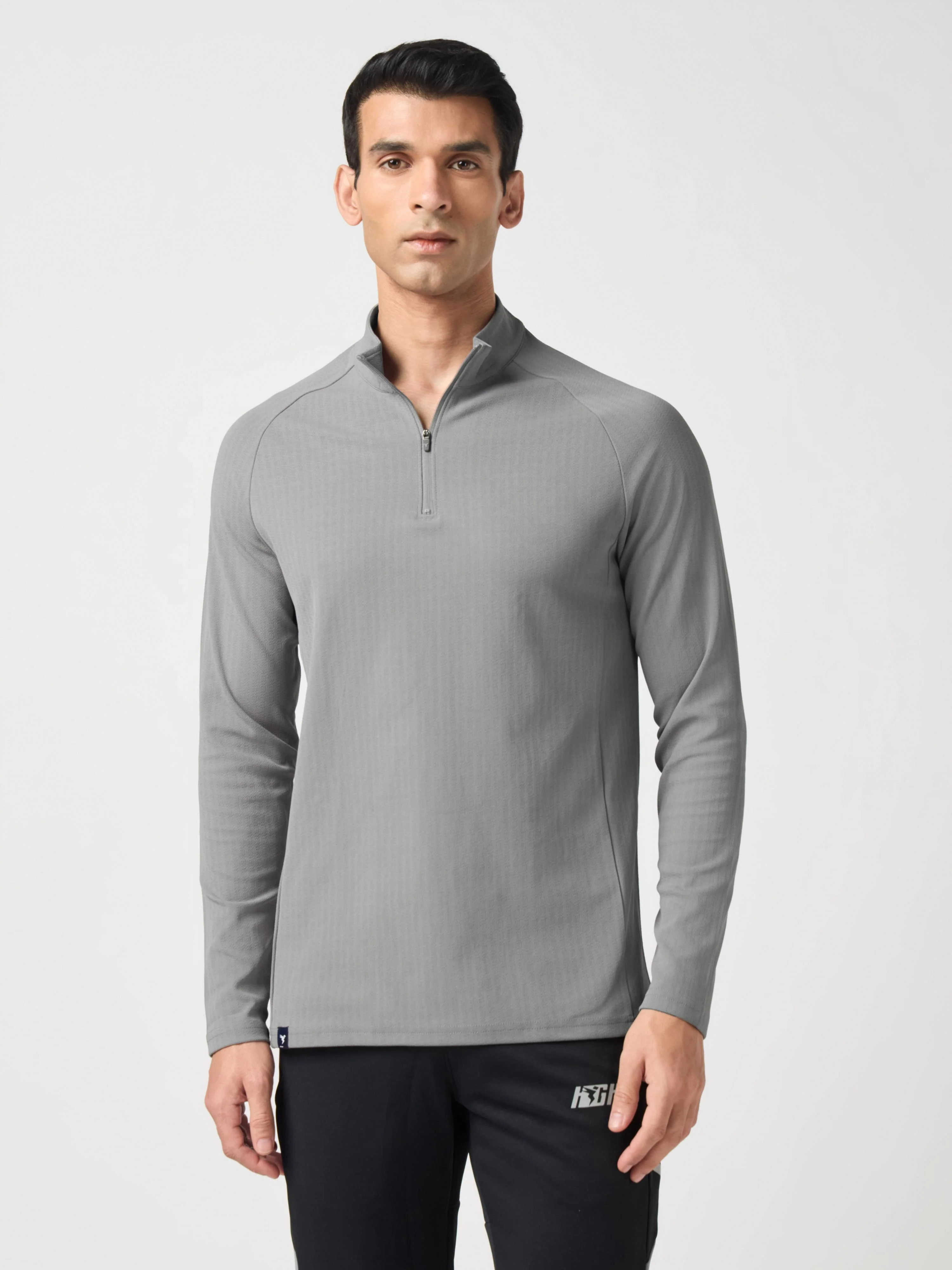 Men Solid Slim Fit Mock Neck Sports T-shirt with ELASTO PLUS - Image 2