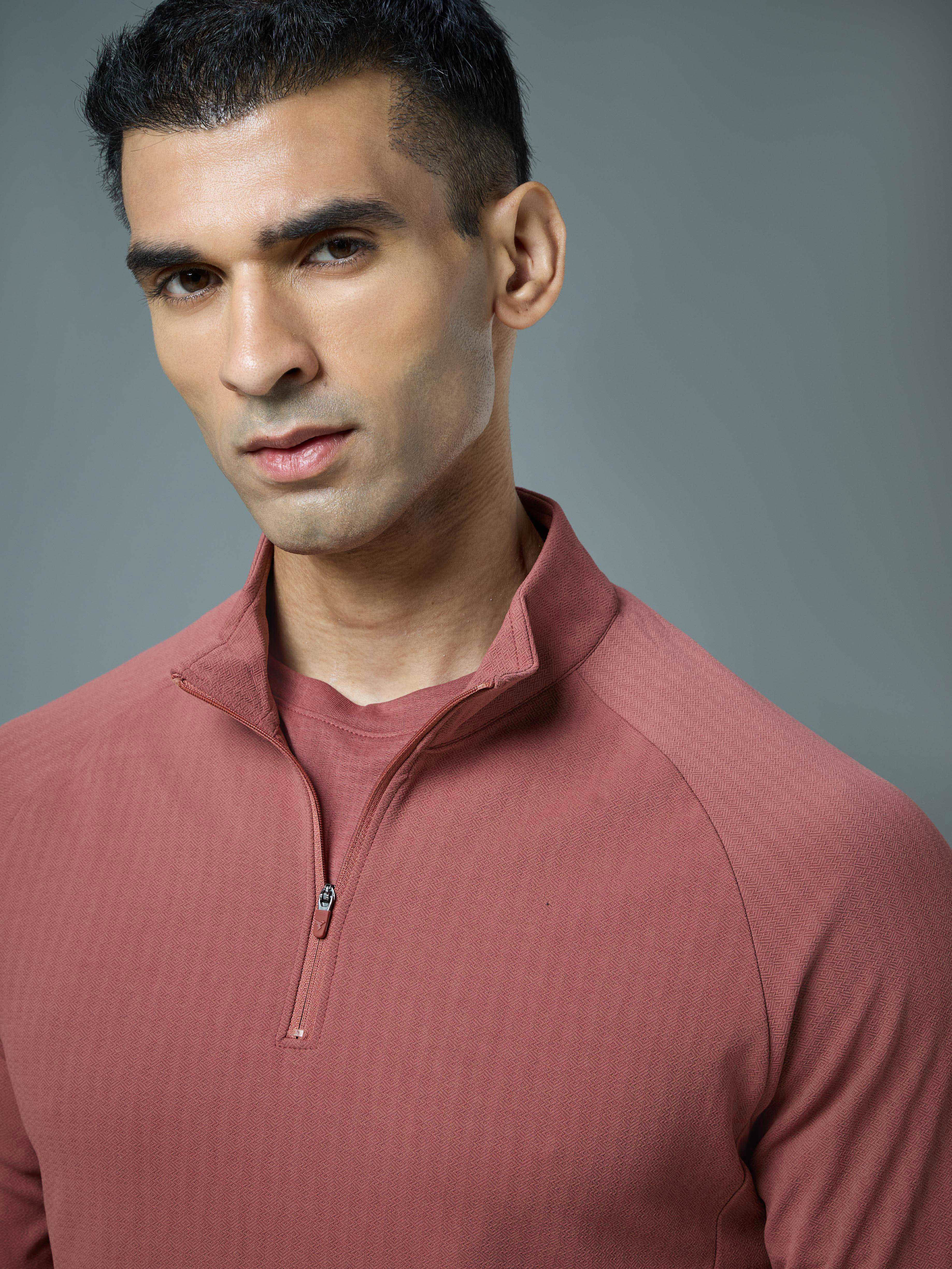 Men Solid Slim Fit Mock Neck Sports T-shirt with ELASTO PLUS - Image 6