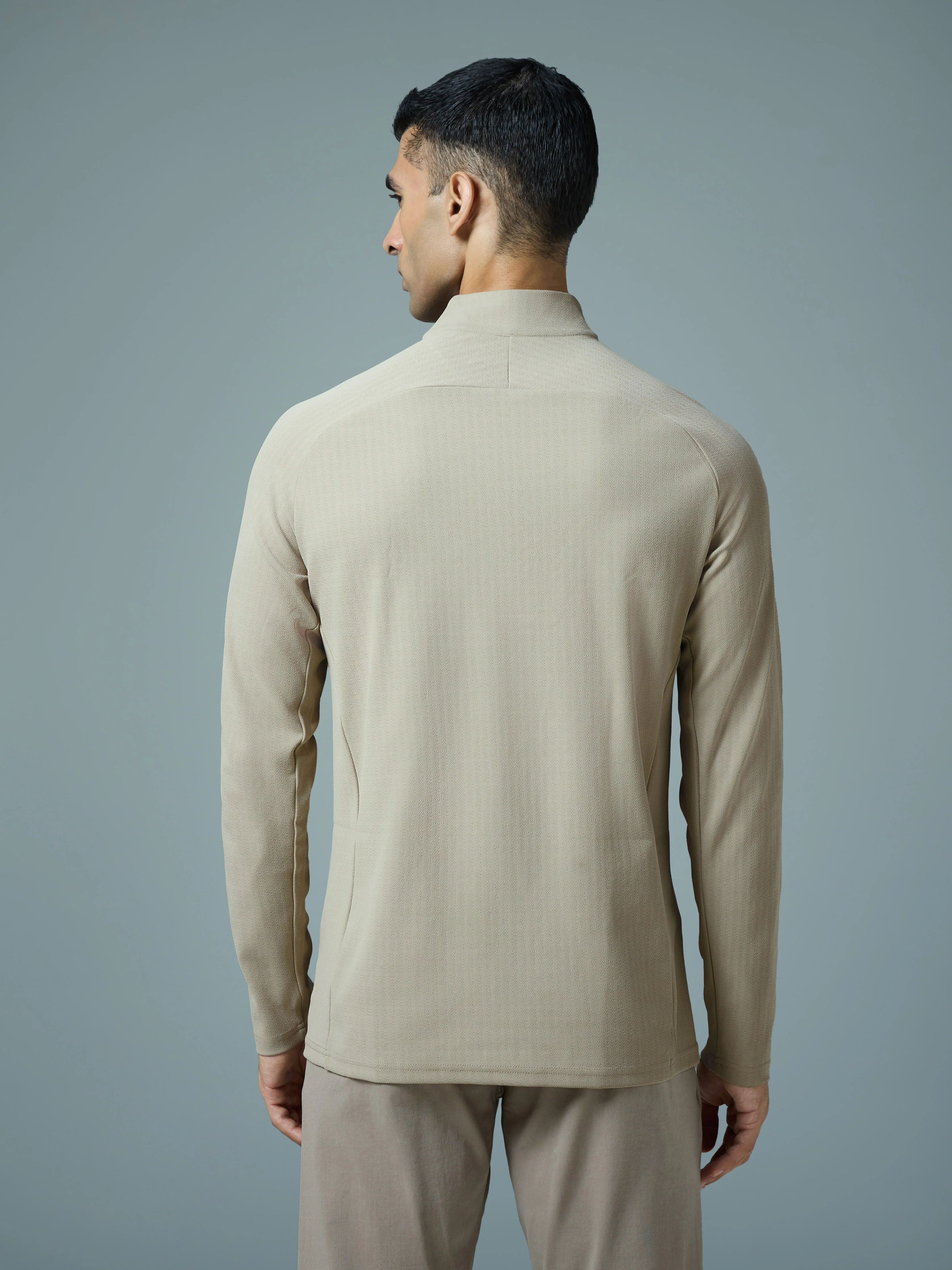 Men Solid Slim Fit Mock Neck Sports T-shirt with ELASTO PLUS - Image 3