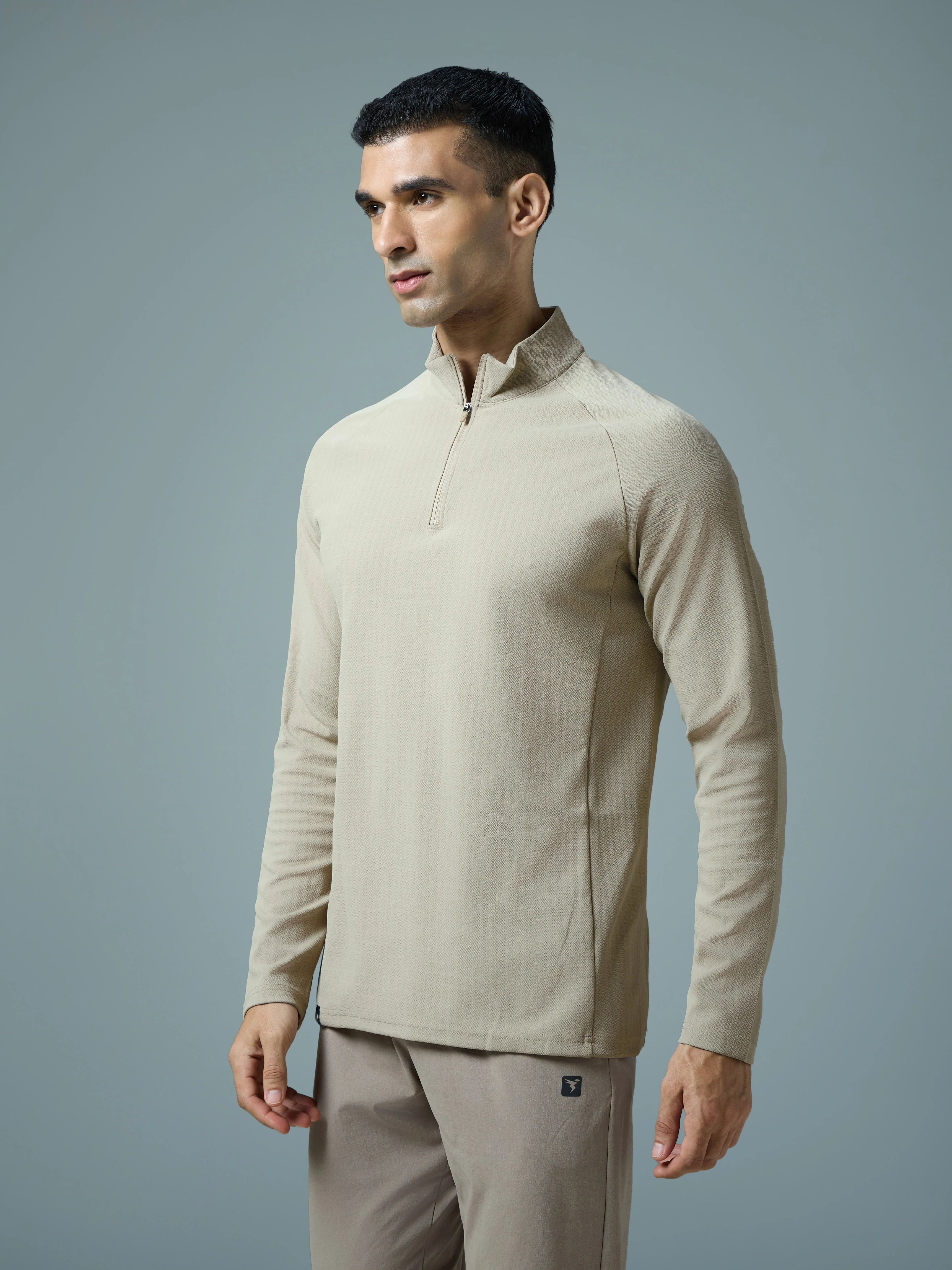 Men Solid Slim Fit Mock Neck Sports T-shirt with ELASTO PLUS - Image 4