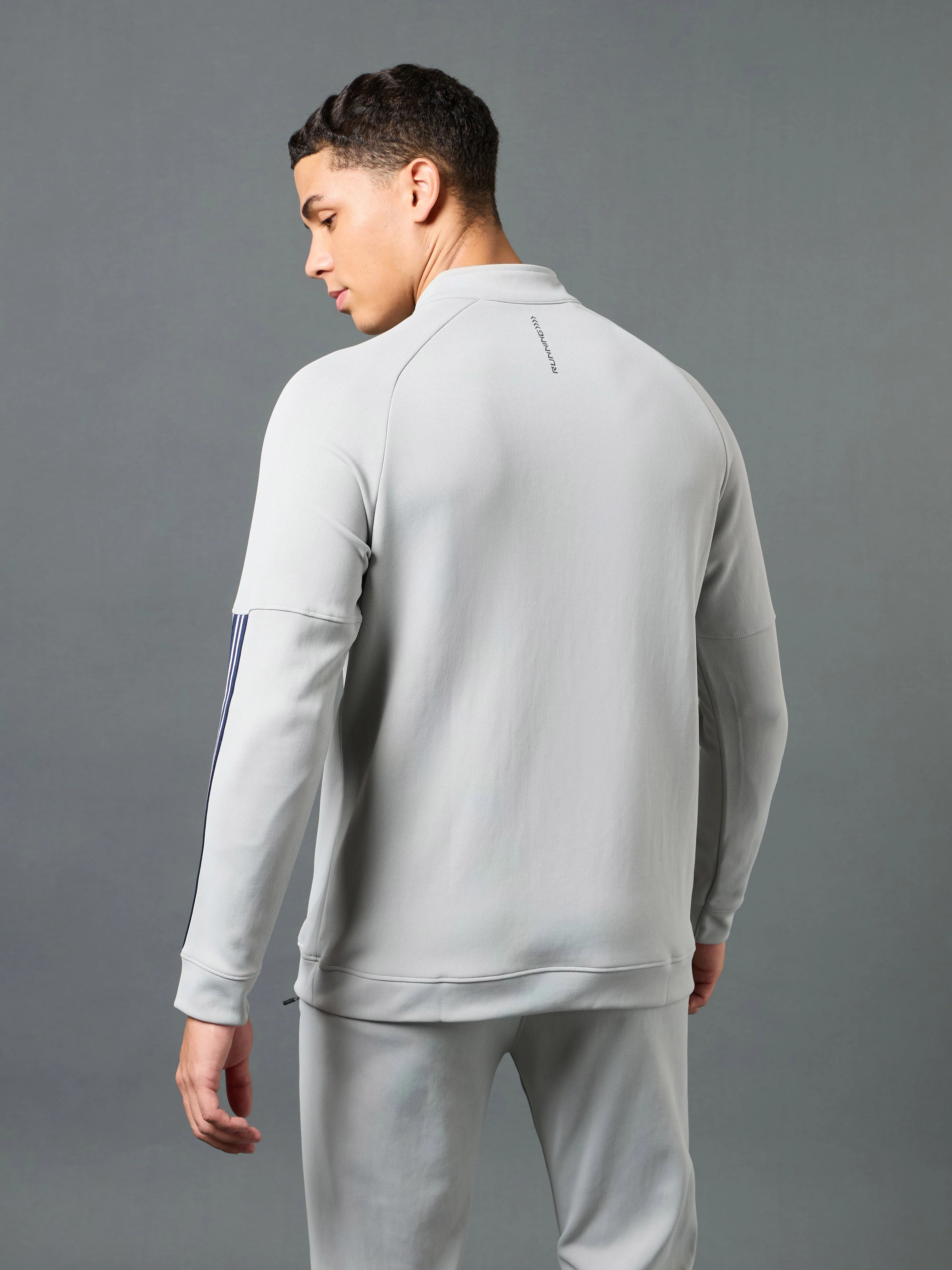 Men Solid Slim Fit Mock Neck Sweatshirt with ELASTO PLUS - Image 3