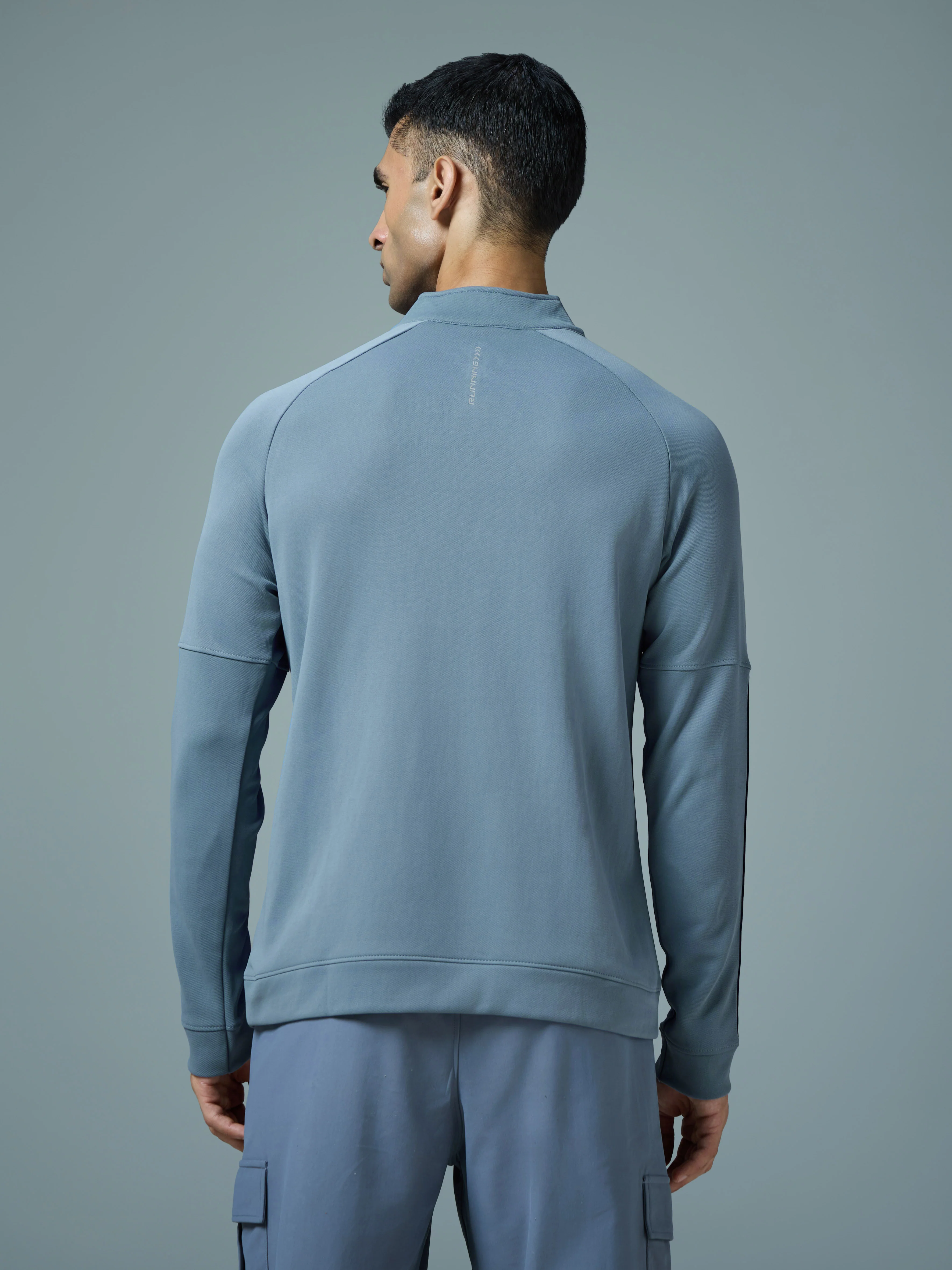 Men Solid Slim Fit Mock Neck Sweatshirt with ELASTO PLUS - Image 3