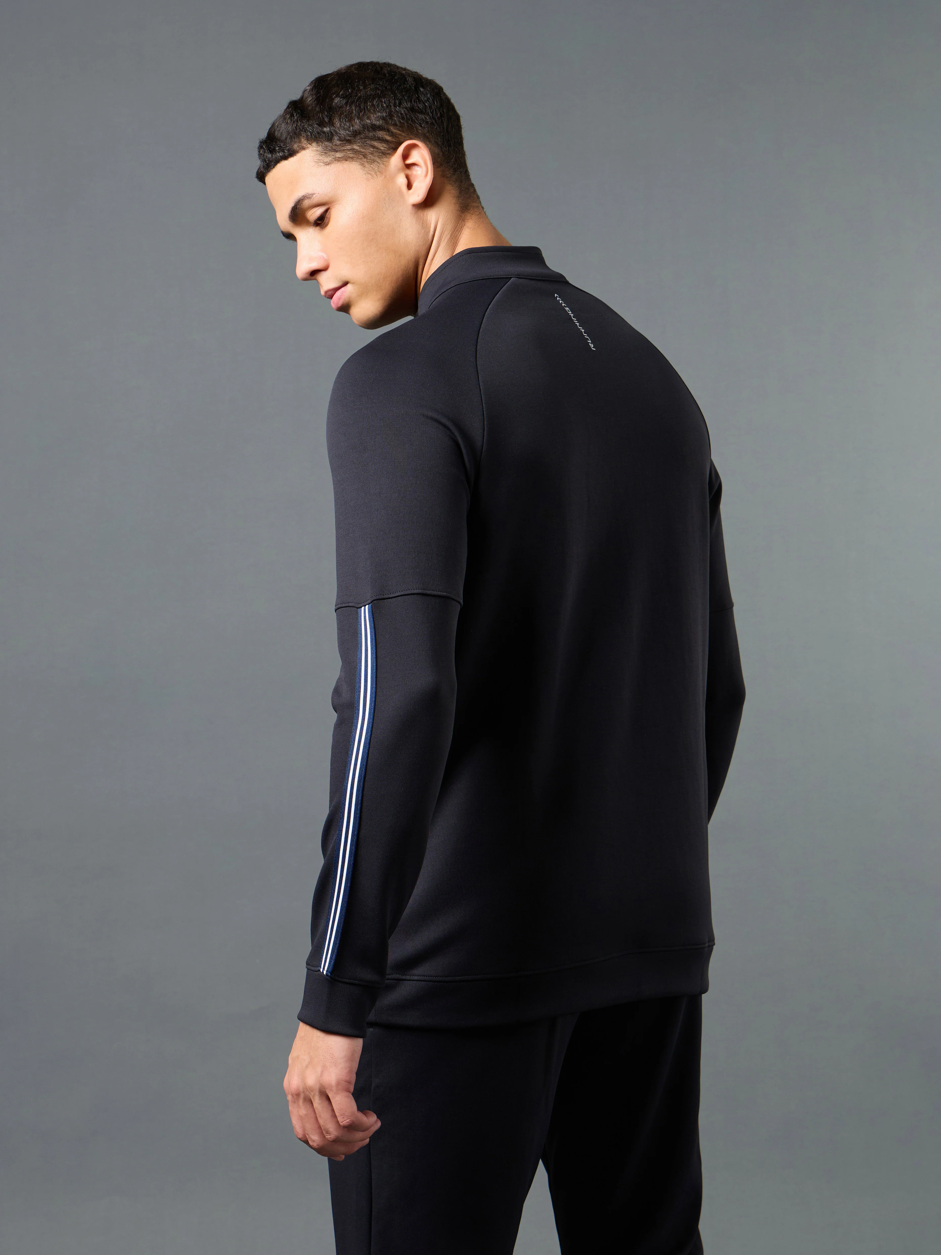 Men Solid Slim Fit Mock Neck Sweatshirt with ELASTO PLUS - Image 2