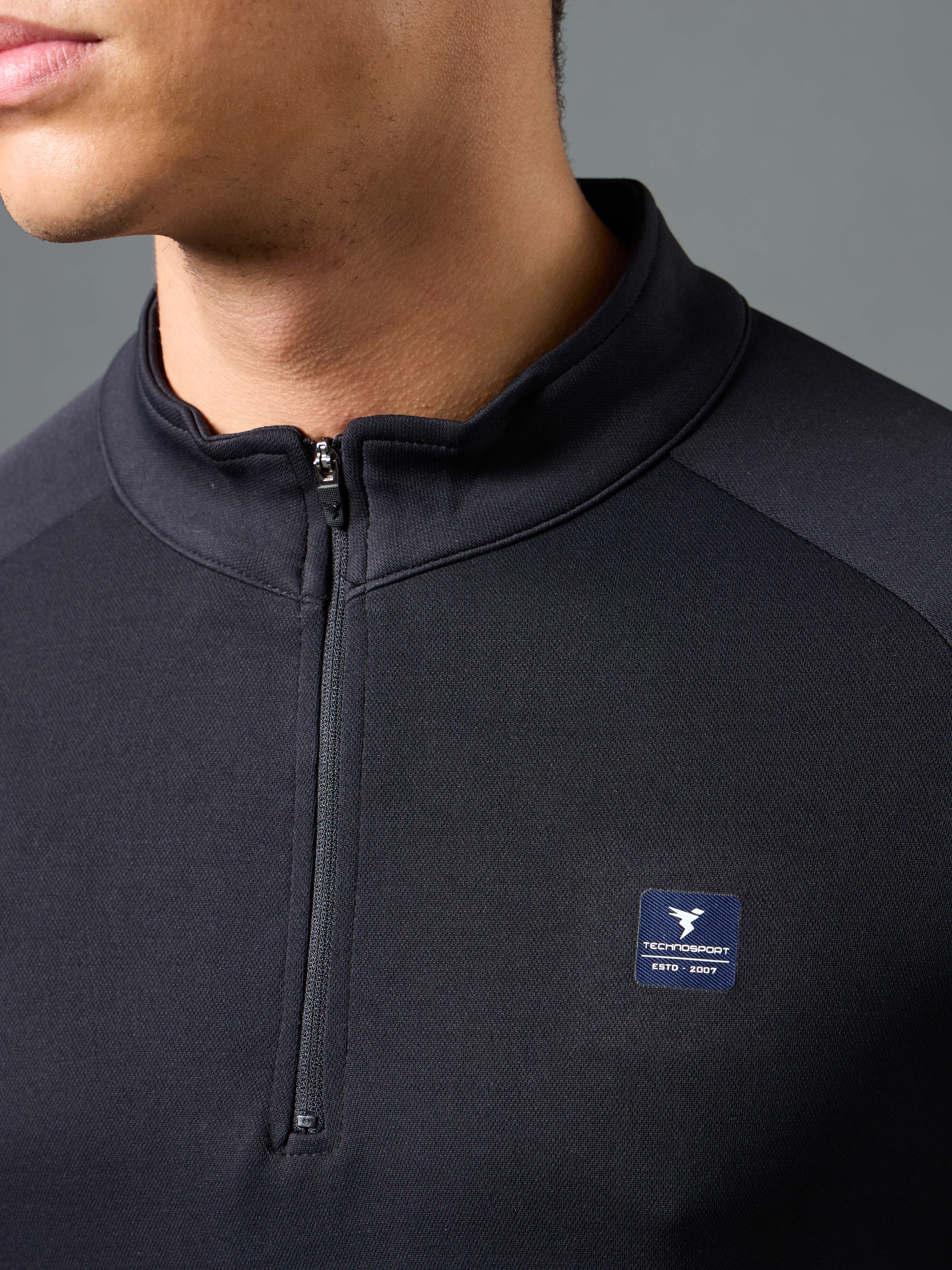 Men Solid Slim Fit Mock Neck Sweatshirt with ELASTO PLUS - Image 6