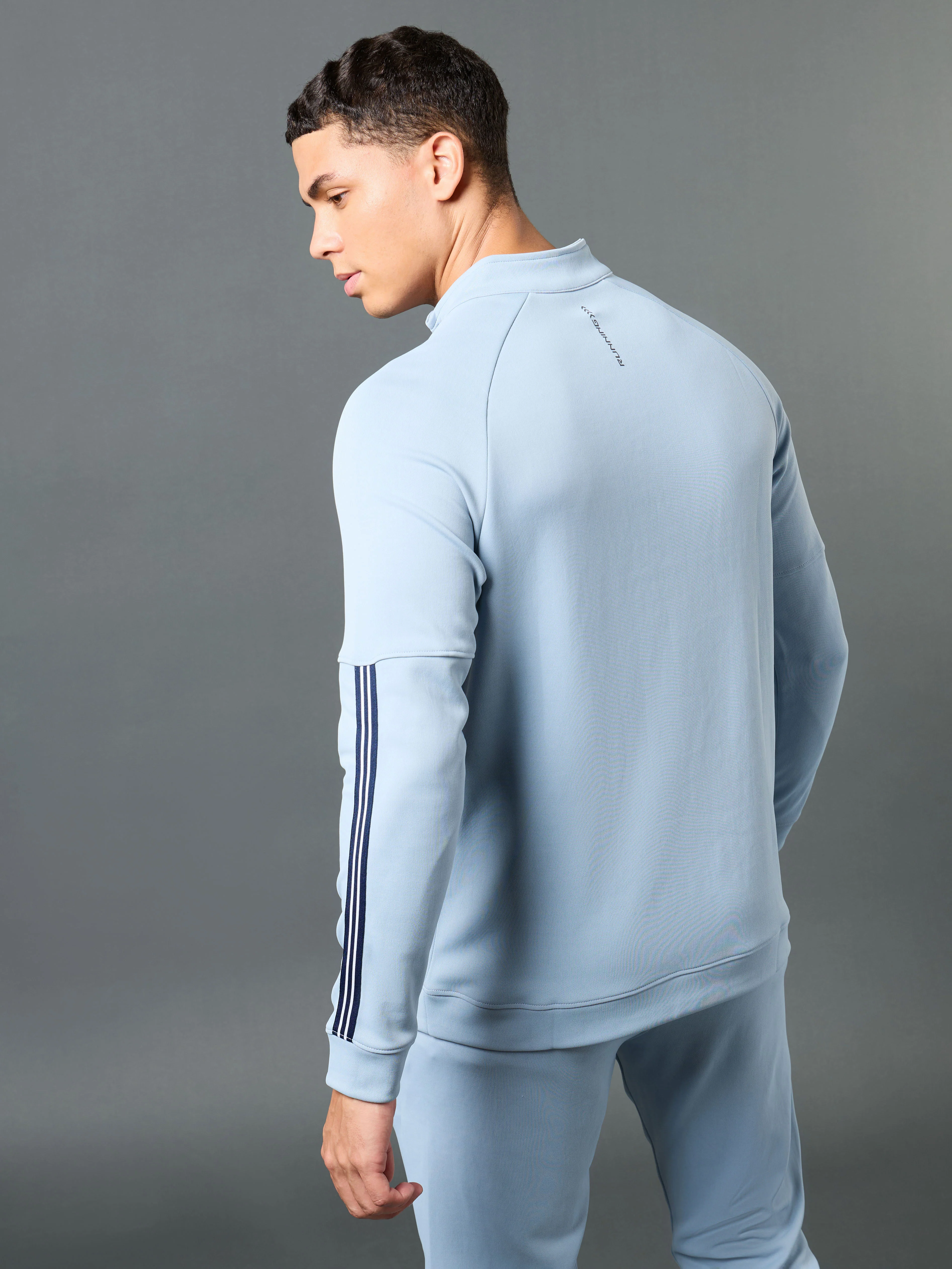 Men Solid Slim Fit Mock Neck Sweatshirt with ELASTO PLUS - Image 3