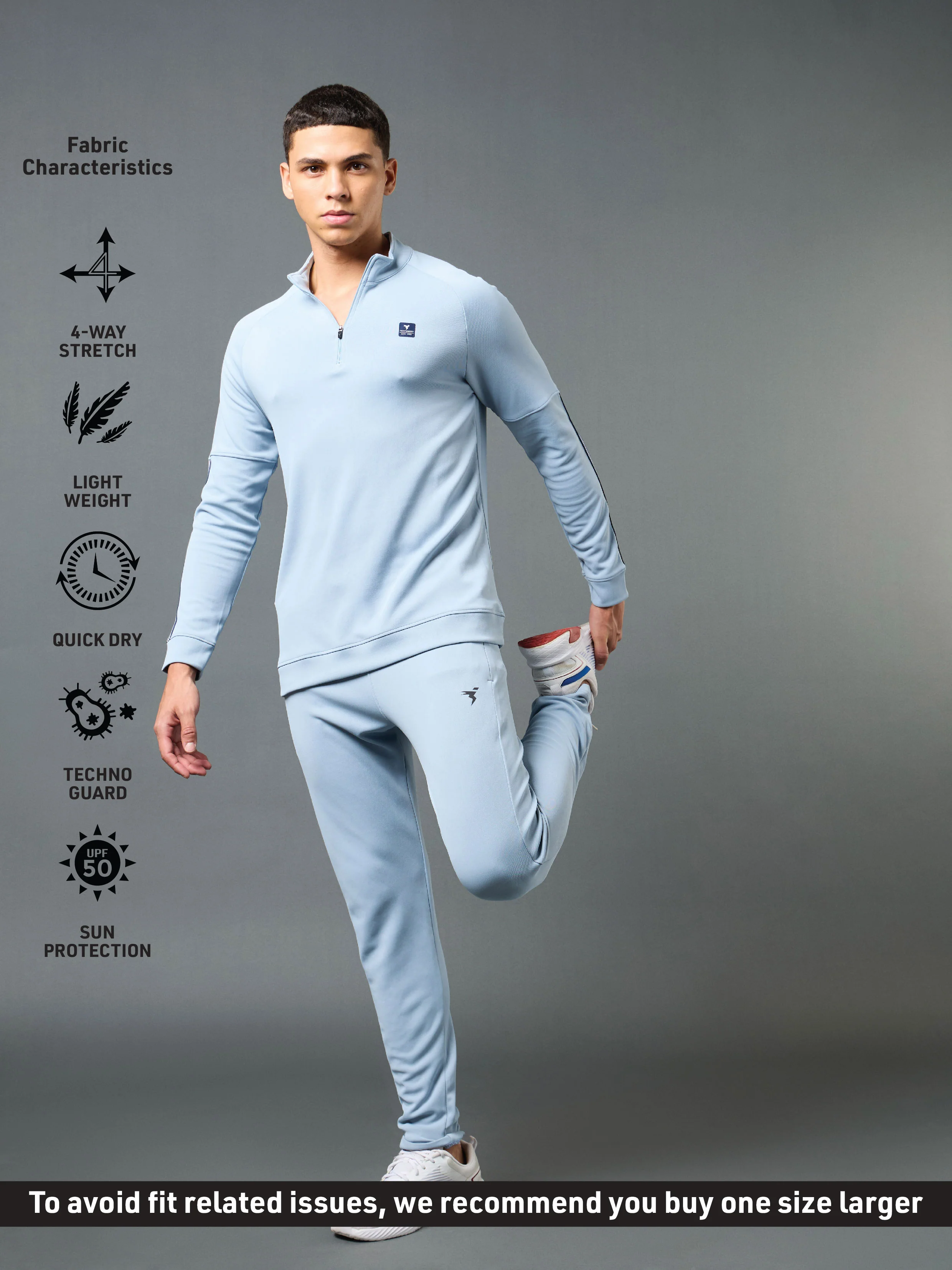 Men Solid Slim Fit Mock Neck Sweatshirt with ELASTO PLUS - Image 4