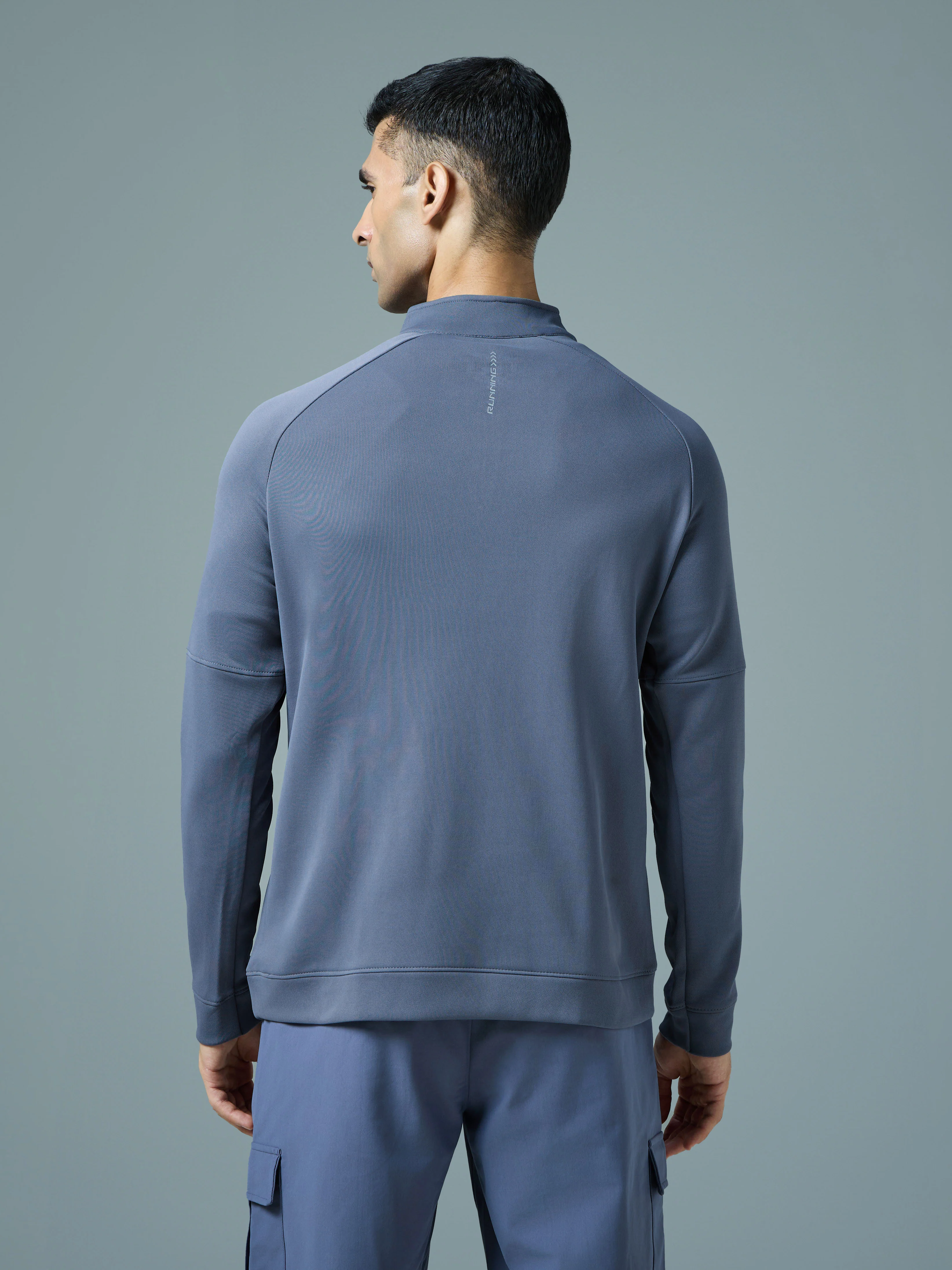 Men Solid Slim Fit Mock Neck Sweatshirt with ELASTO PLUS - Image 3