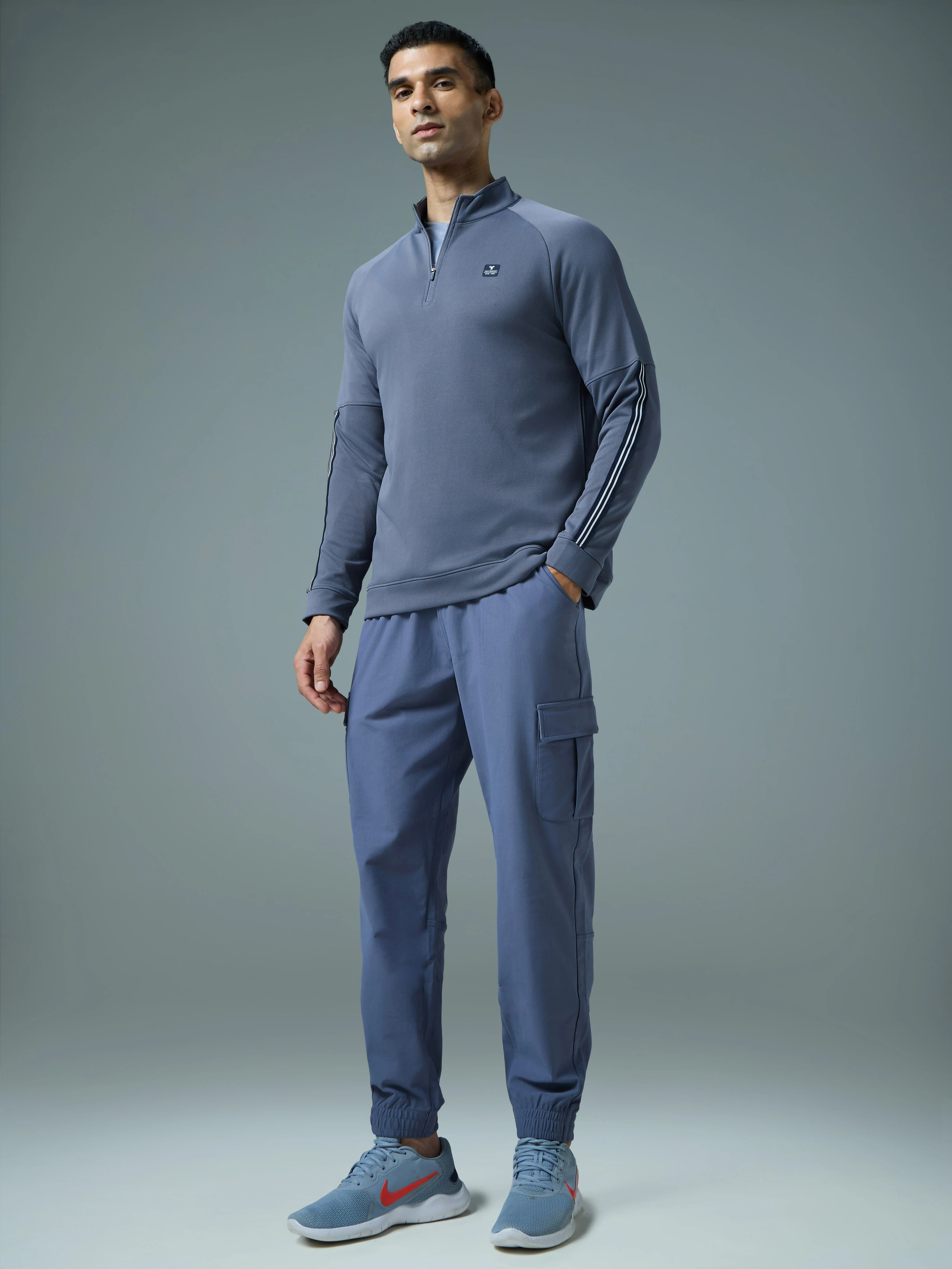 Men Solid Slim Fit Mock Neck Sweatshirt with ELASTO PLUS - Image 5