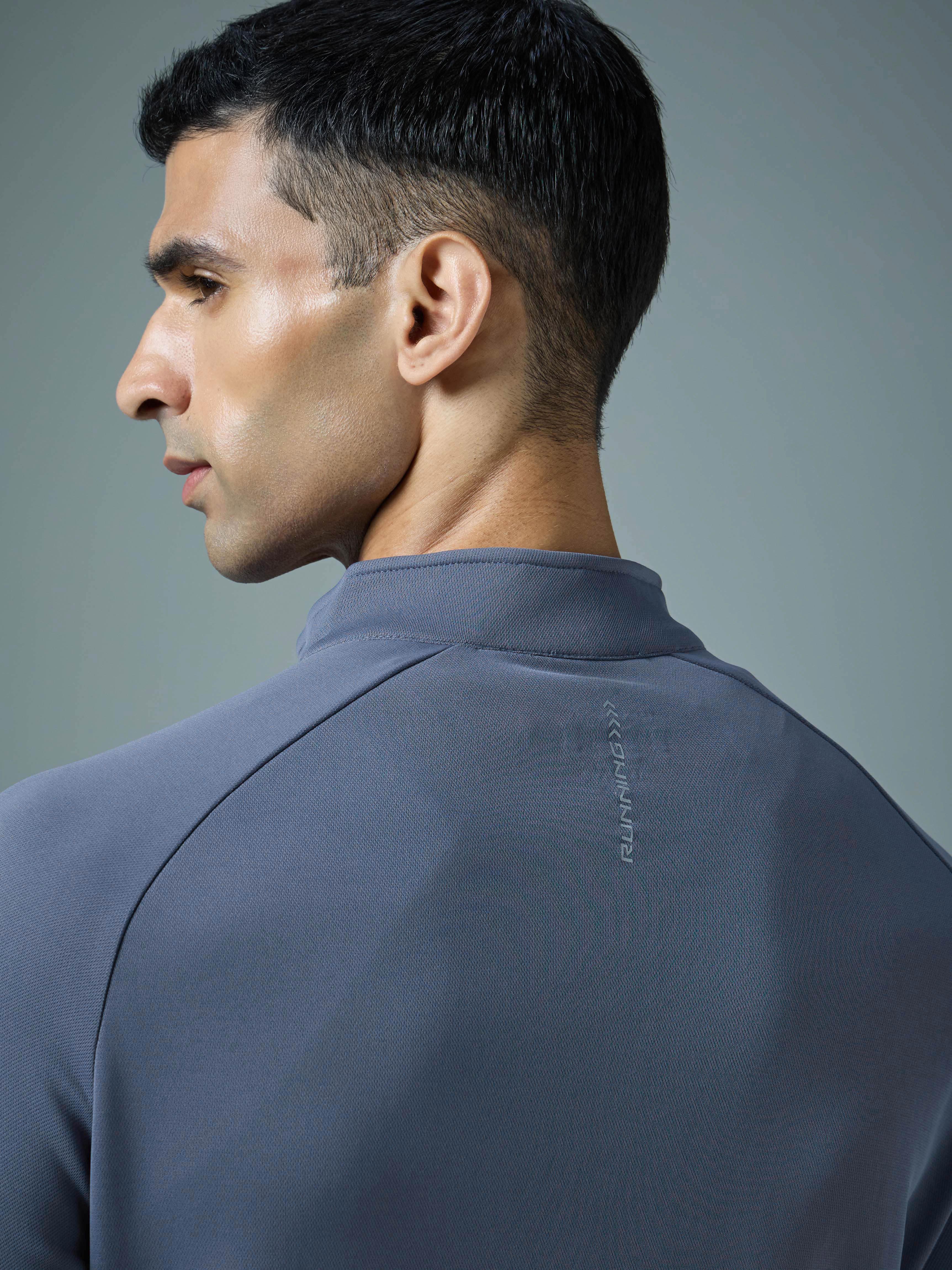Men Solid Slim Fit Mock Neck Sweatshirt with ELASTO PLUS - Image 7