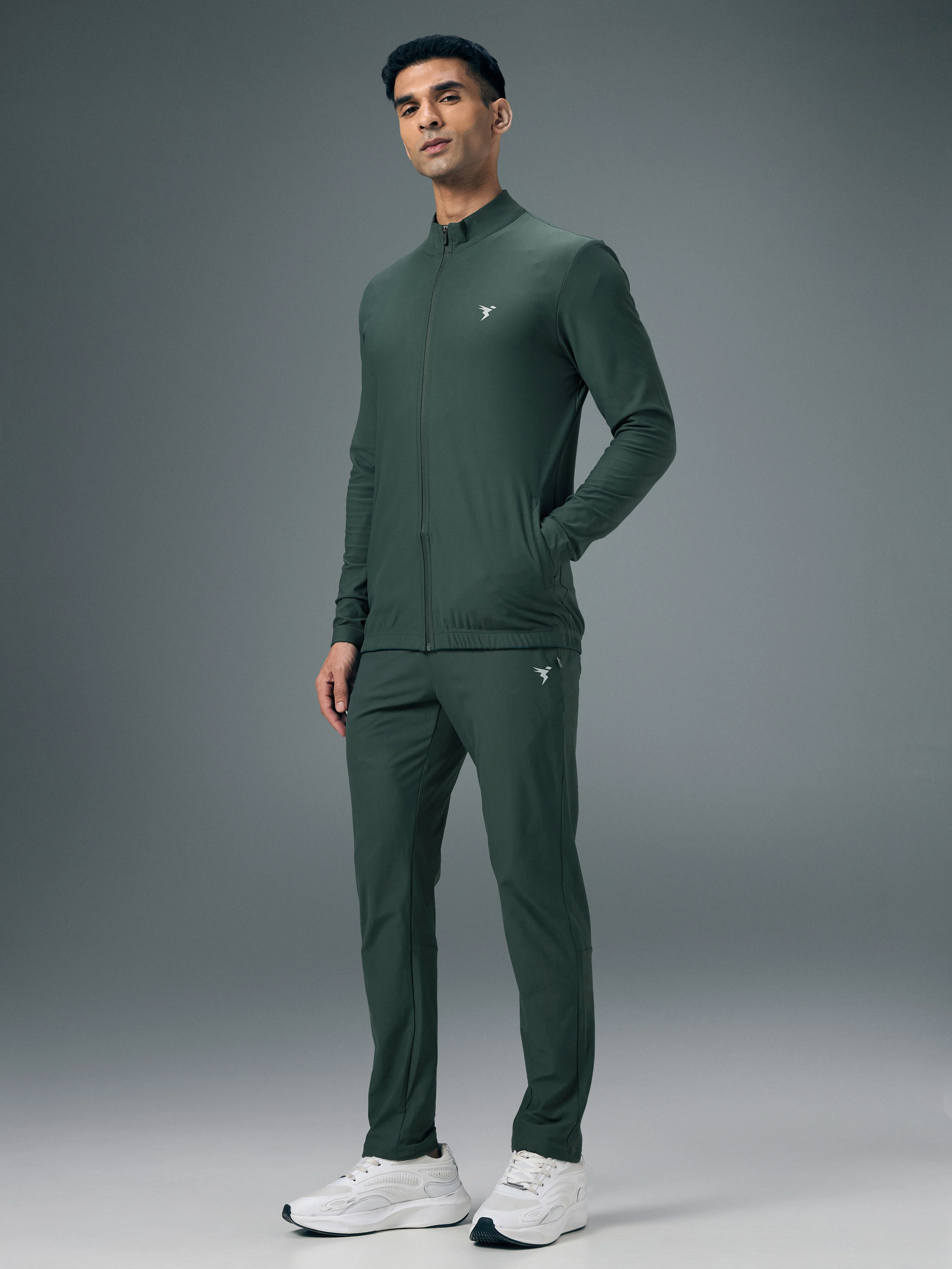 Men Solid Slim Fit Mock Tracksuits with DURACOOL+ - Image 2
