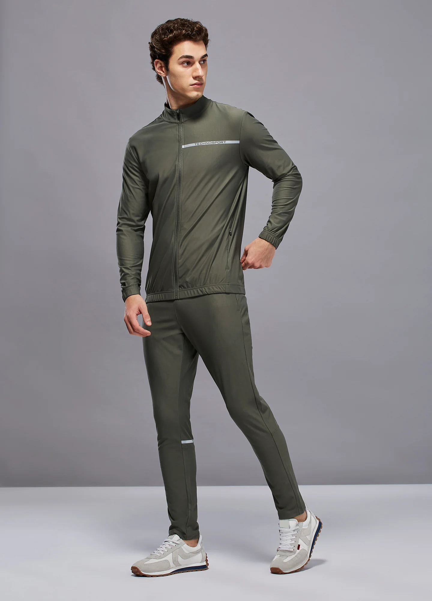 Men Solid Slim Fit Mock Tracksuits with DURACOOL+ - Image 2