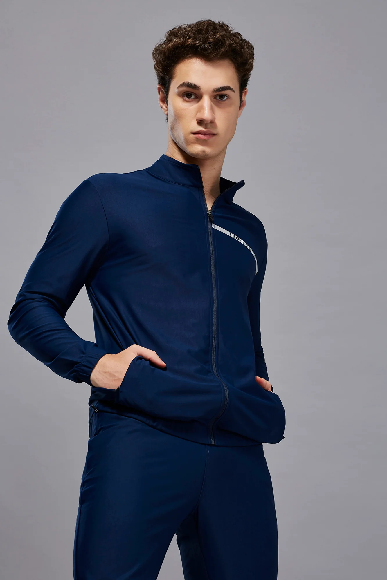 Men Solid Slim Fit Mock Tracksuits with DURACOOL+ - Image 3