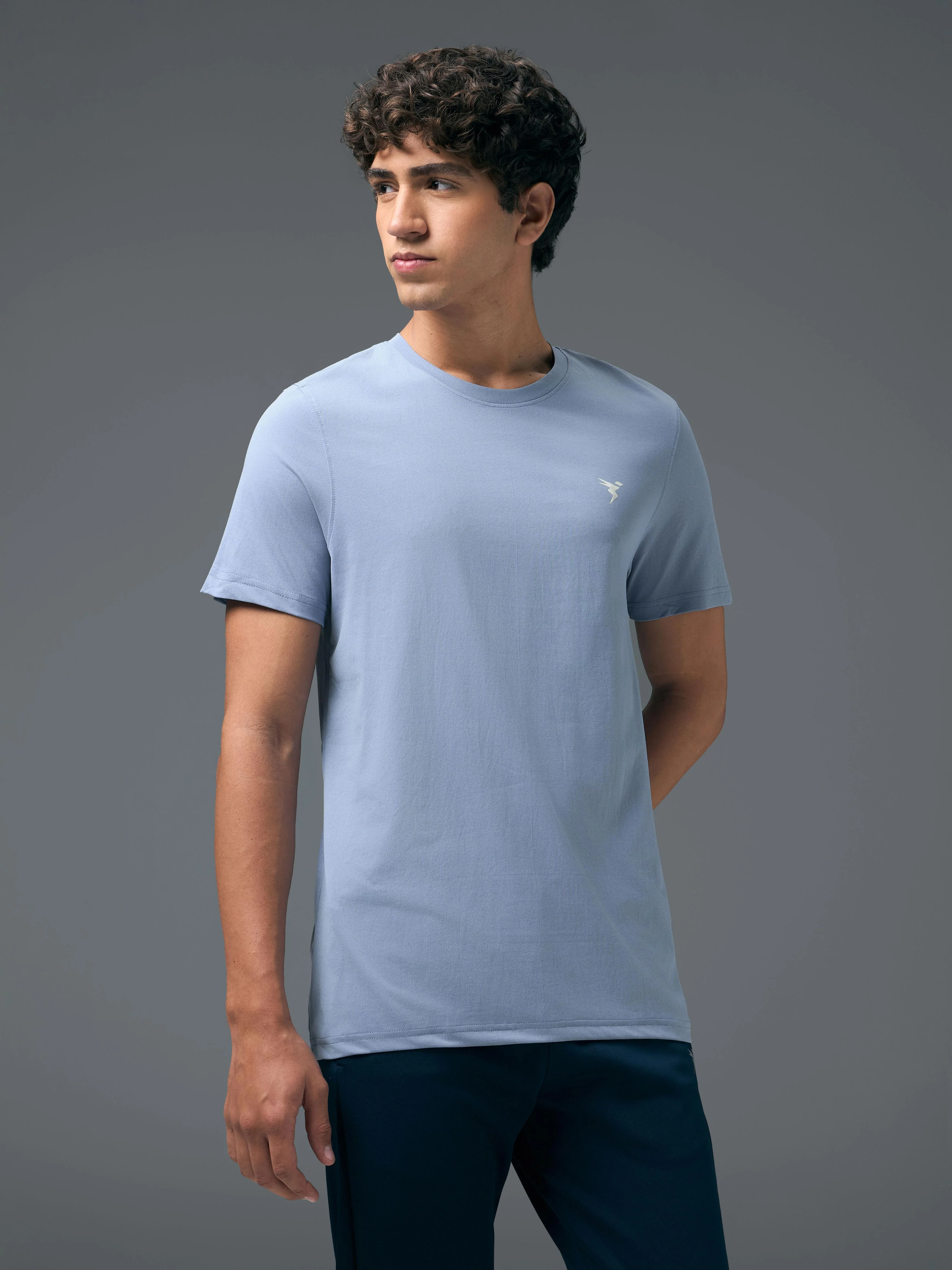 Men Solid Slim Fit pack of 2 Crew Neck T-shirt with COTFLEX - Image 2