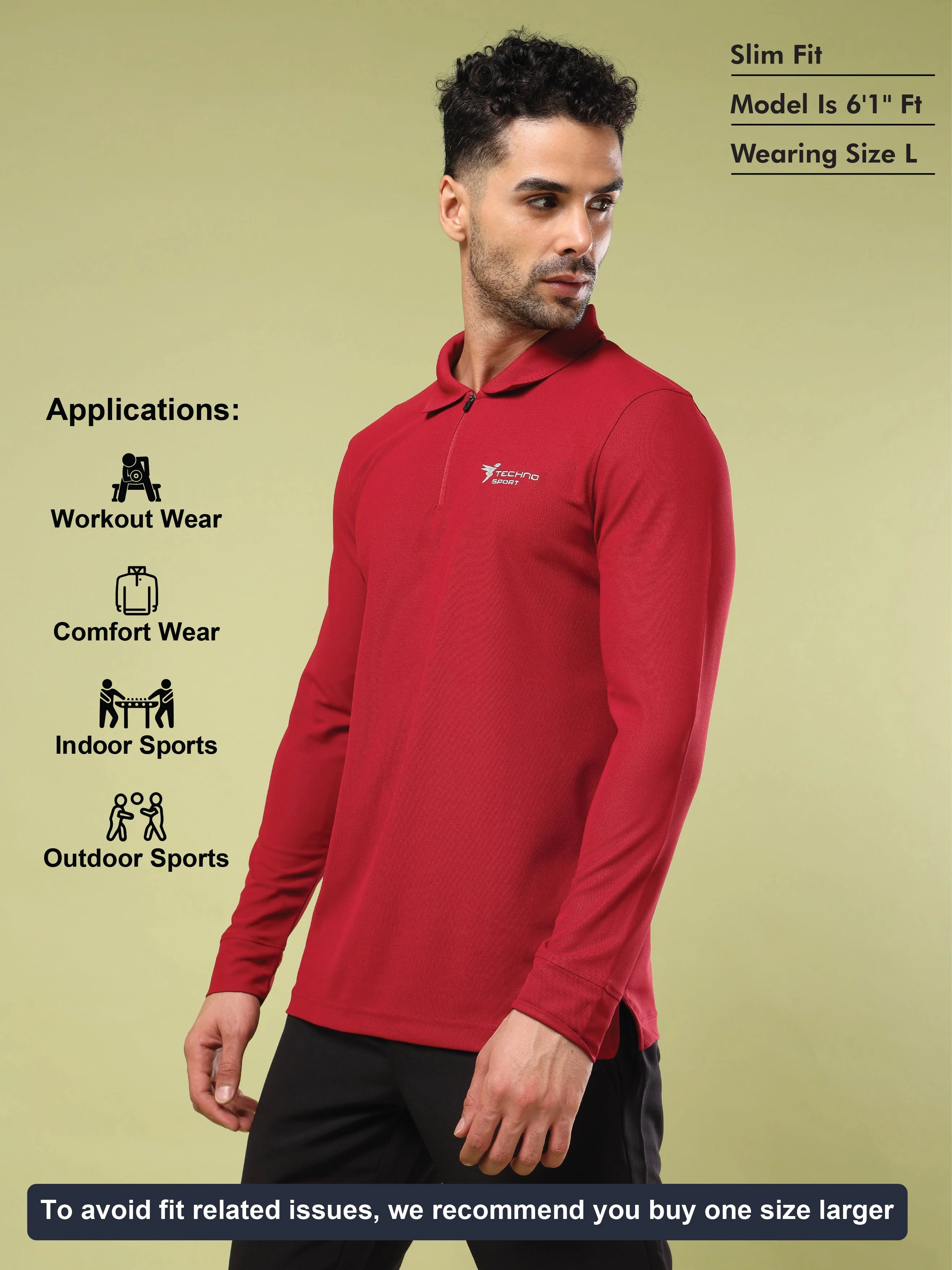 Men Solid Slim Fit Polo Sports T-shirt with MATPIQ - Image 4