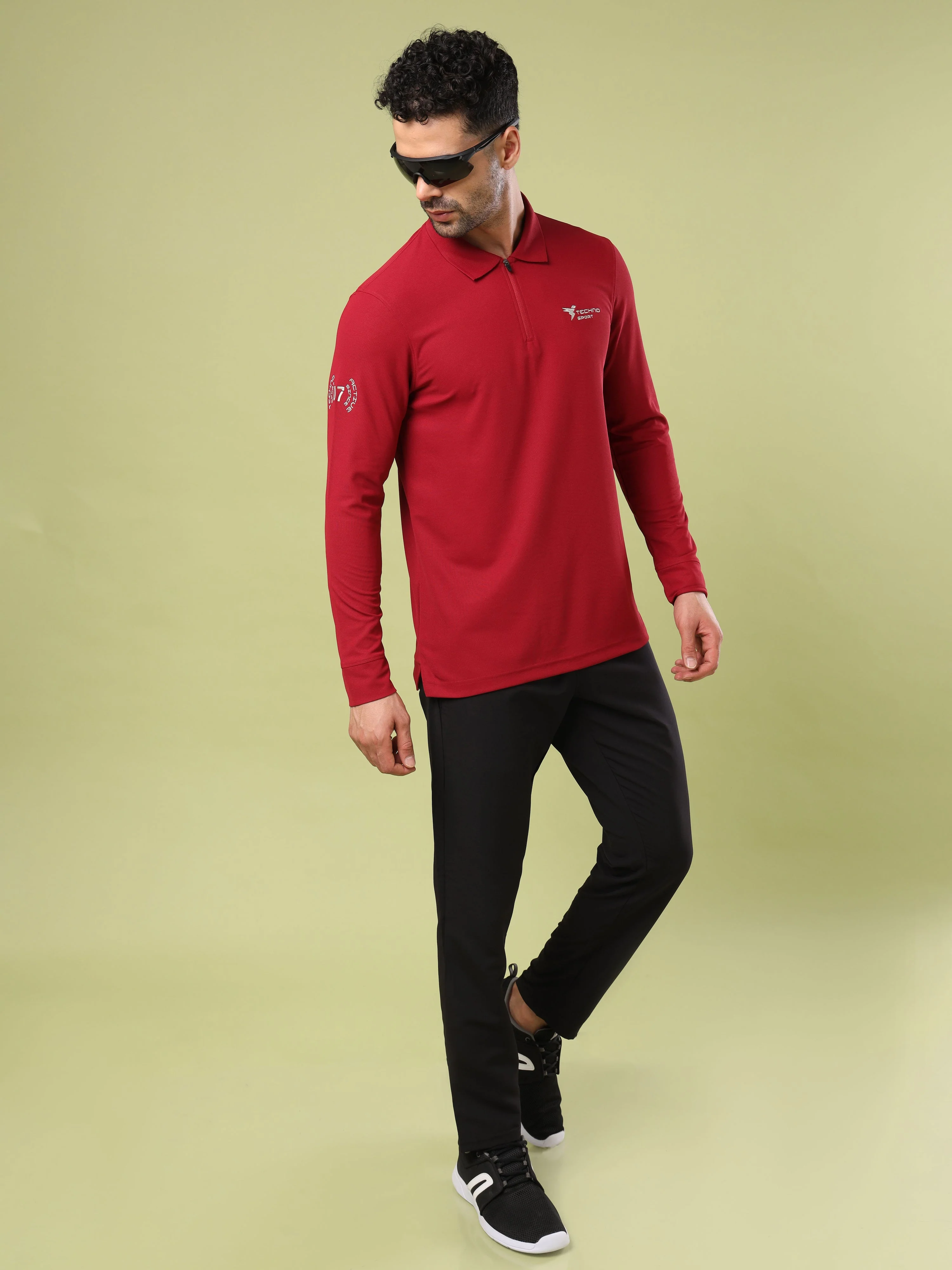 Men Solid Slim Fit Polo Sports T-shirt with MATPIQ - Image 6