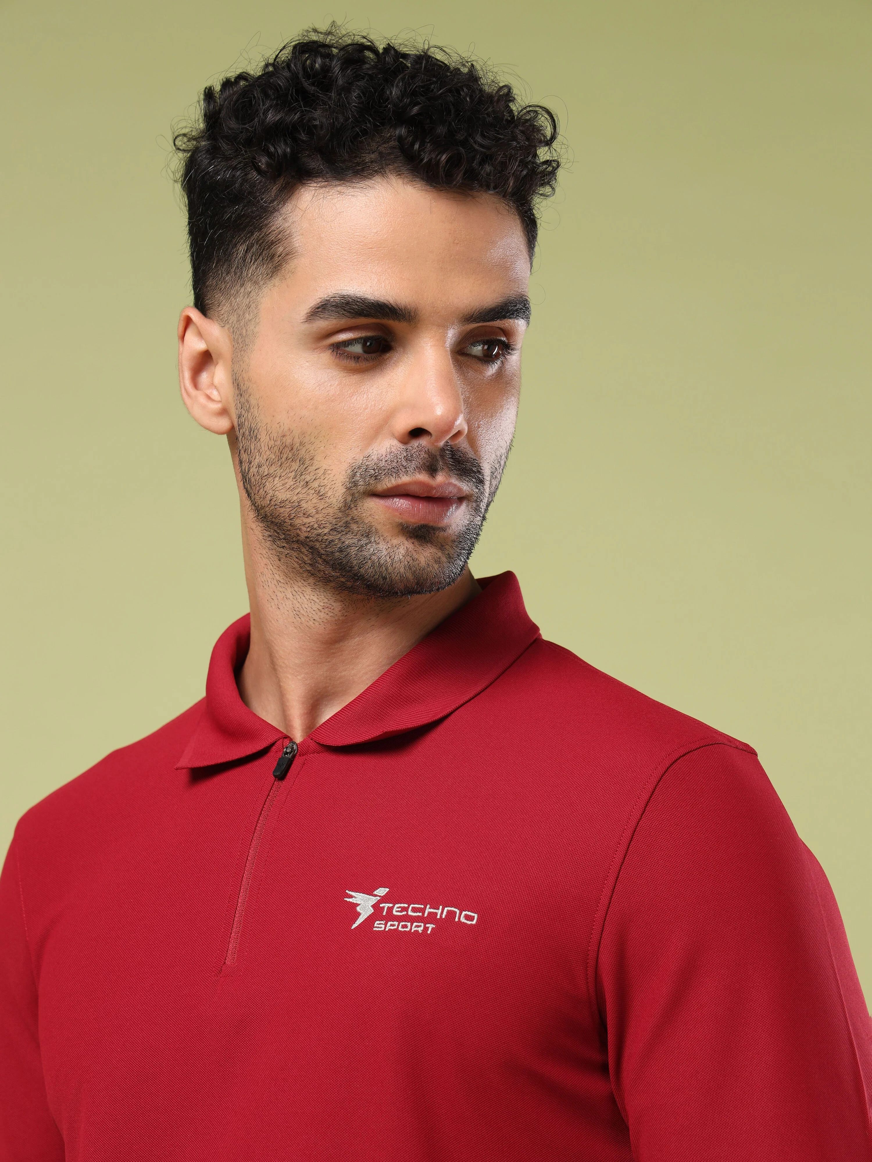 Men Solid Slim Fit Polo Sports T-shirt with MATPIQ - Image 7