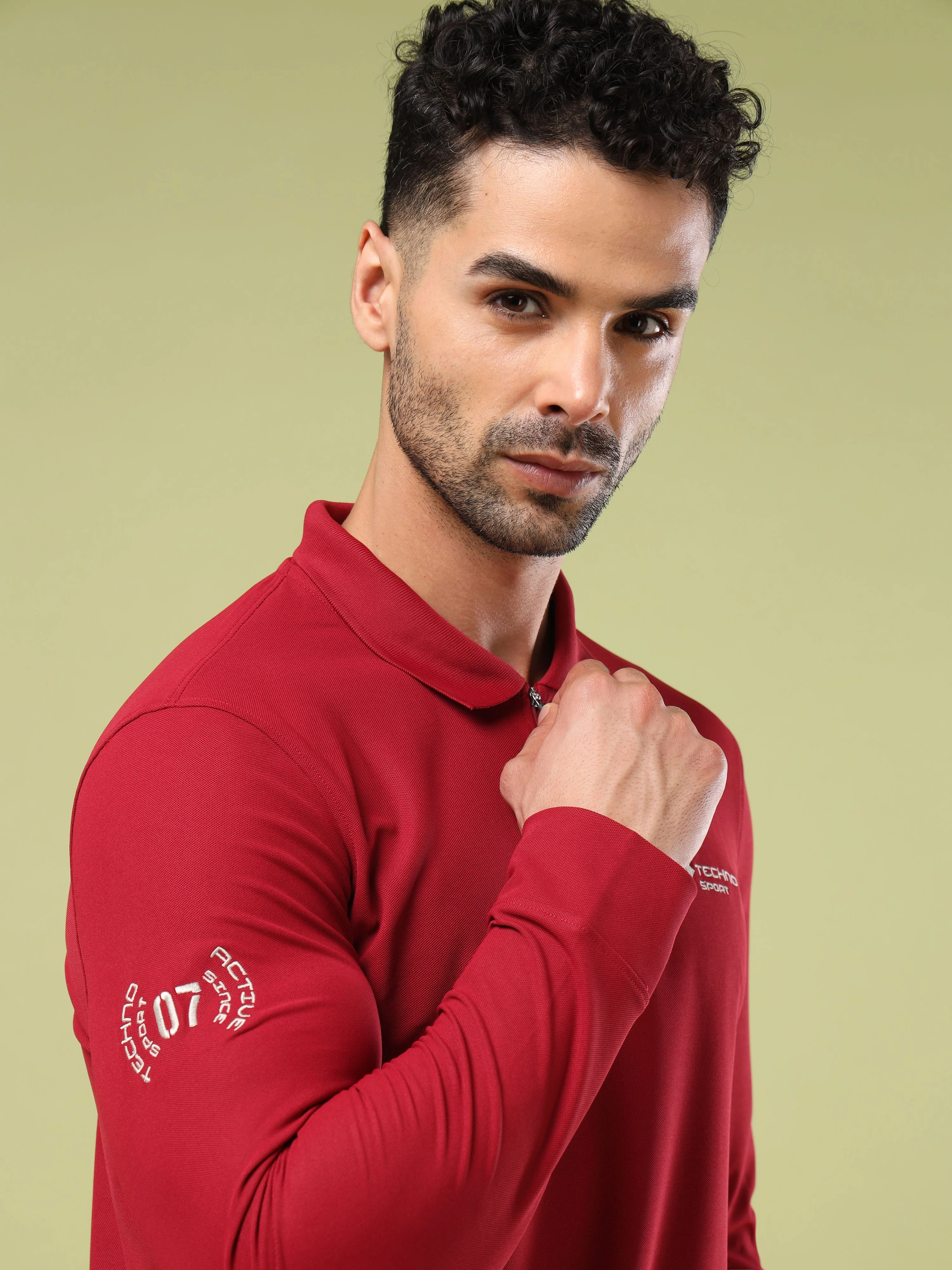 Men Solid Slim Fit Polo Sports T-shirt with MATPIQ - Image 8