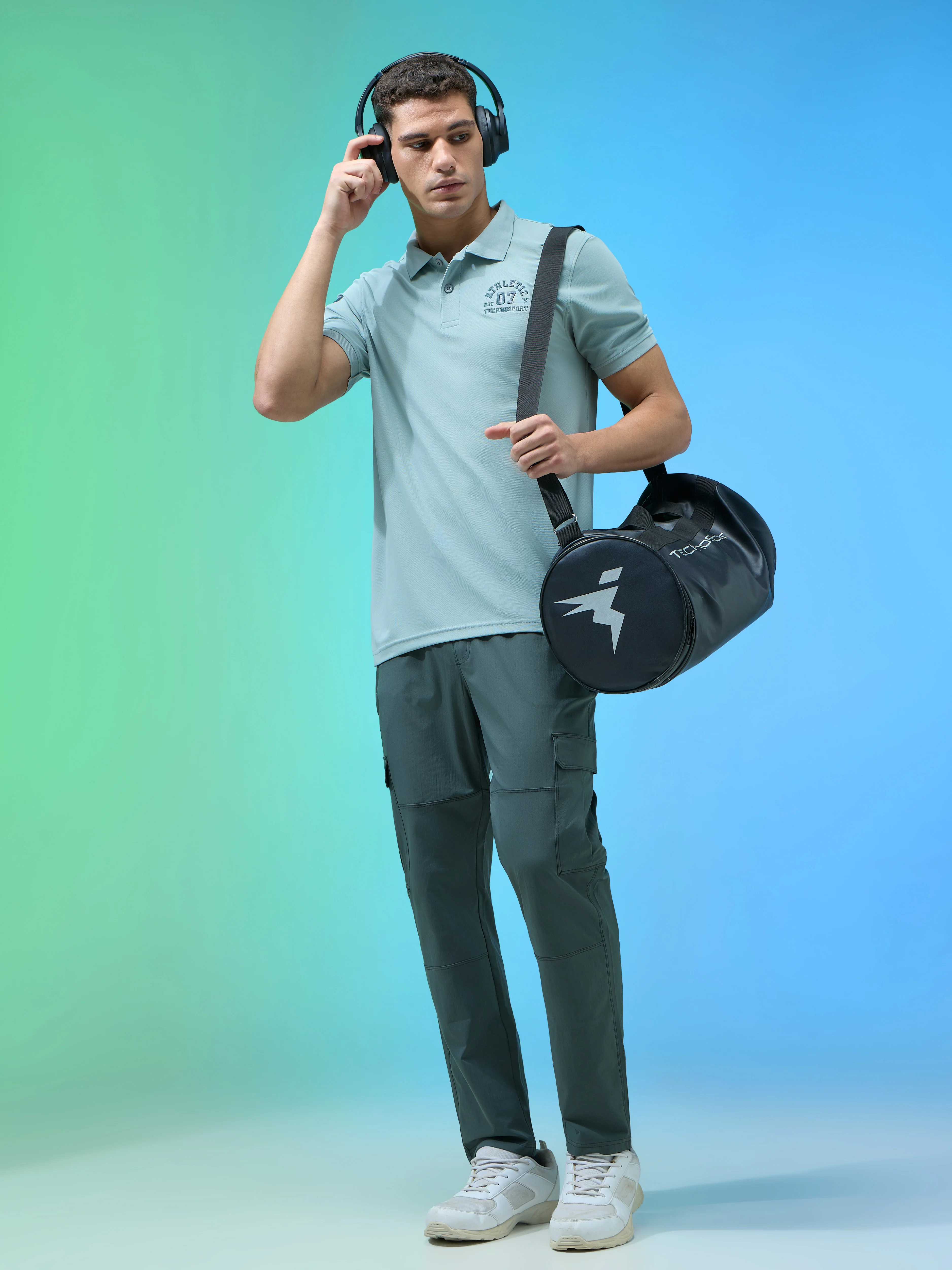 Men Solid Slim Fit Polo Sports T-shirt with MATPIQ - Image 5