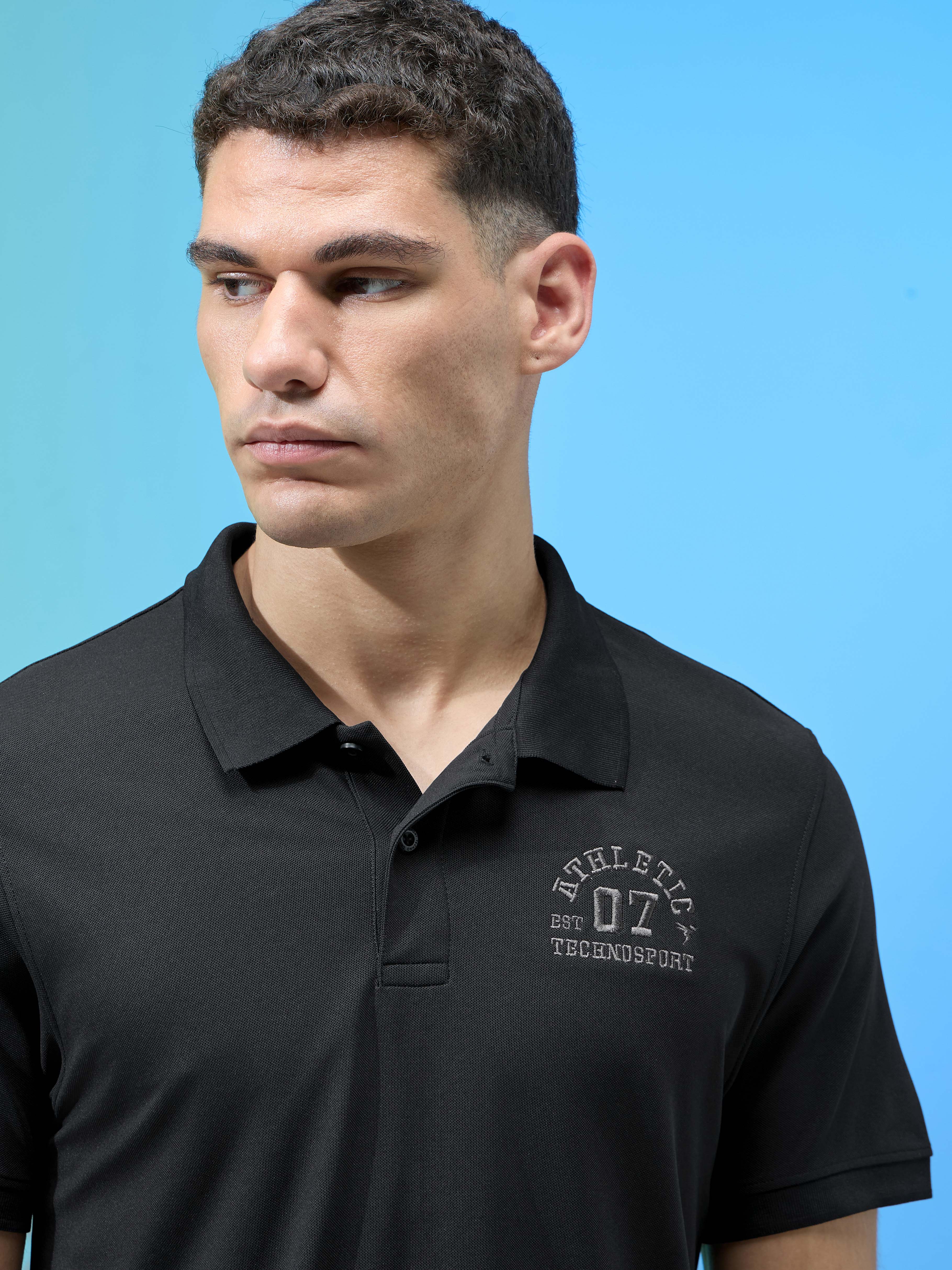 Men Solid Slim Fit Polo Sports T-shirt with MATPIQ - Image 6