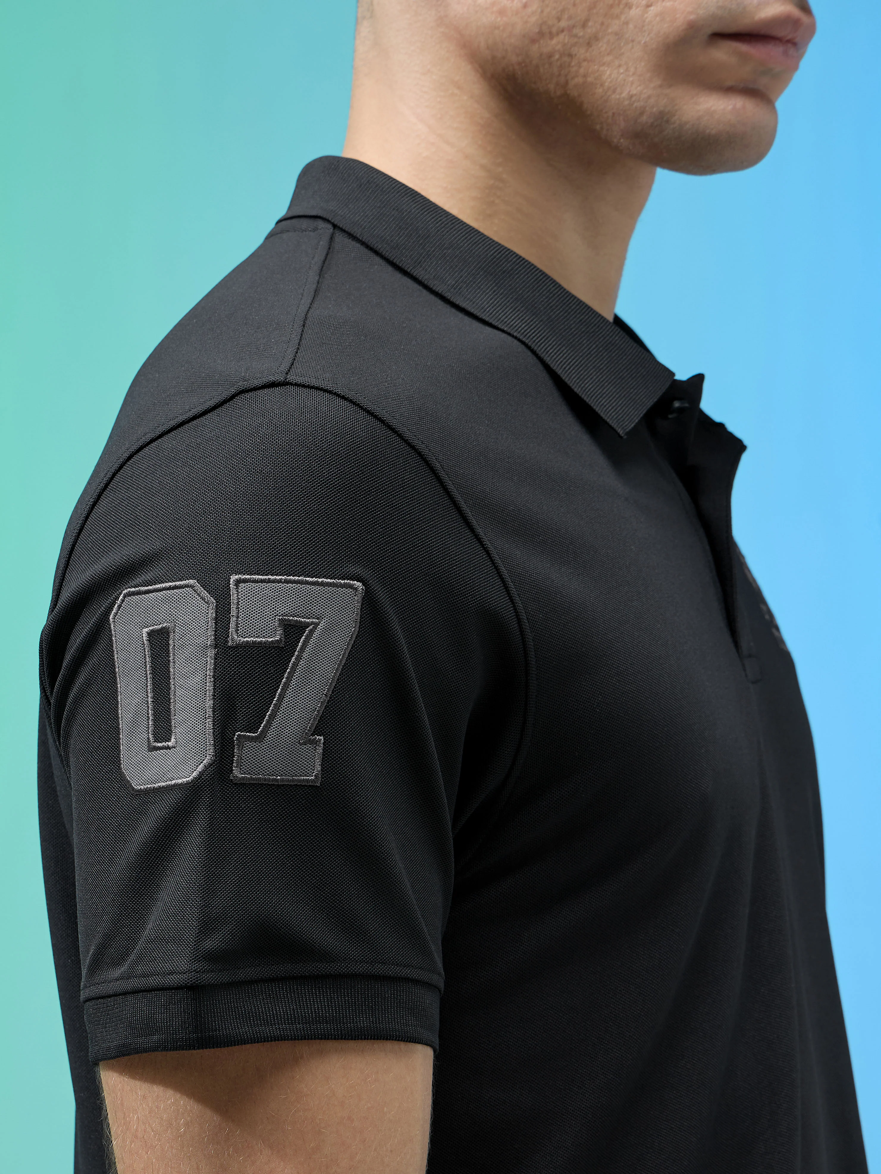 Men Solid Slim Fit Polo Sports T-shirt with MATPIQ - Image 7
