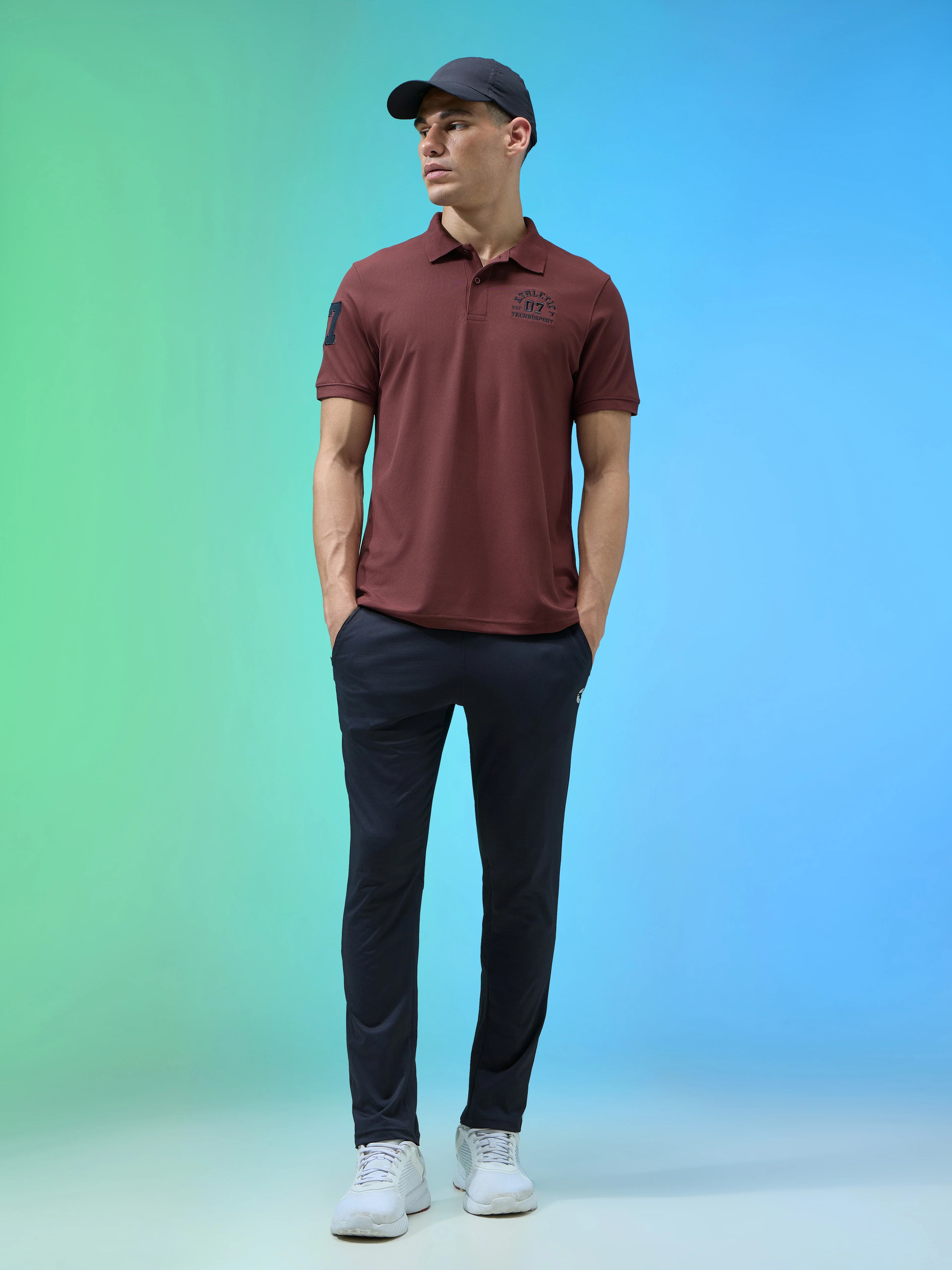 Men Solid Slim Fit Polo Sports T-shirt with MATPIQ - Image 5