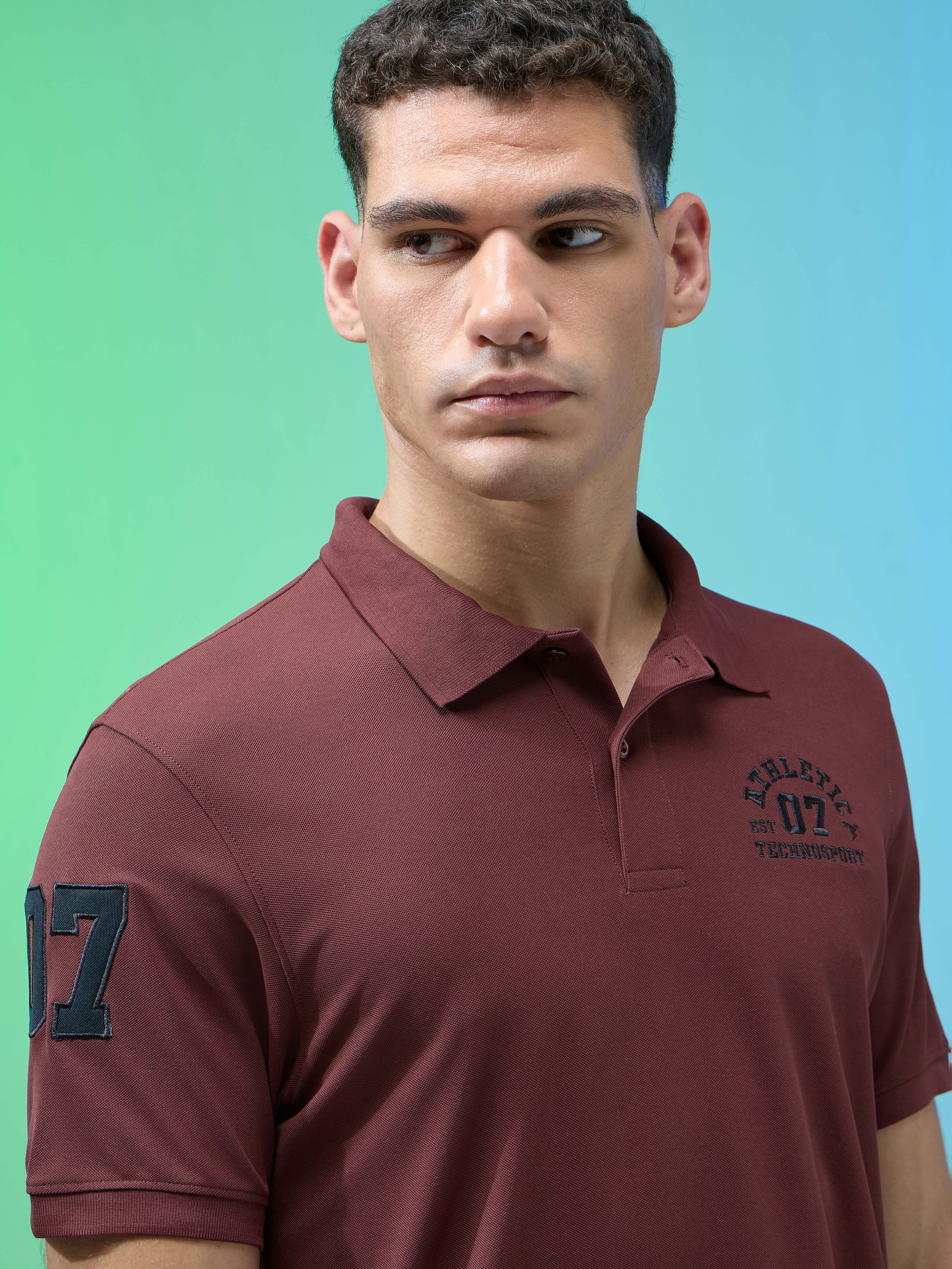 Men Solid Slim Fit Polo Sports T-shirt with MATPIQ - Image 6