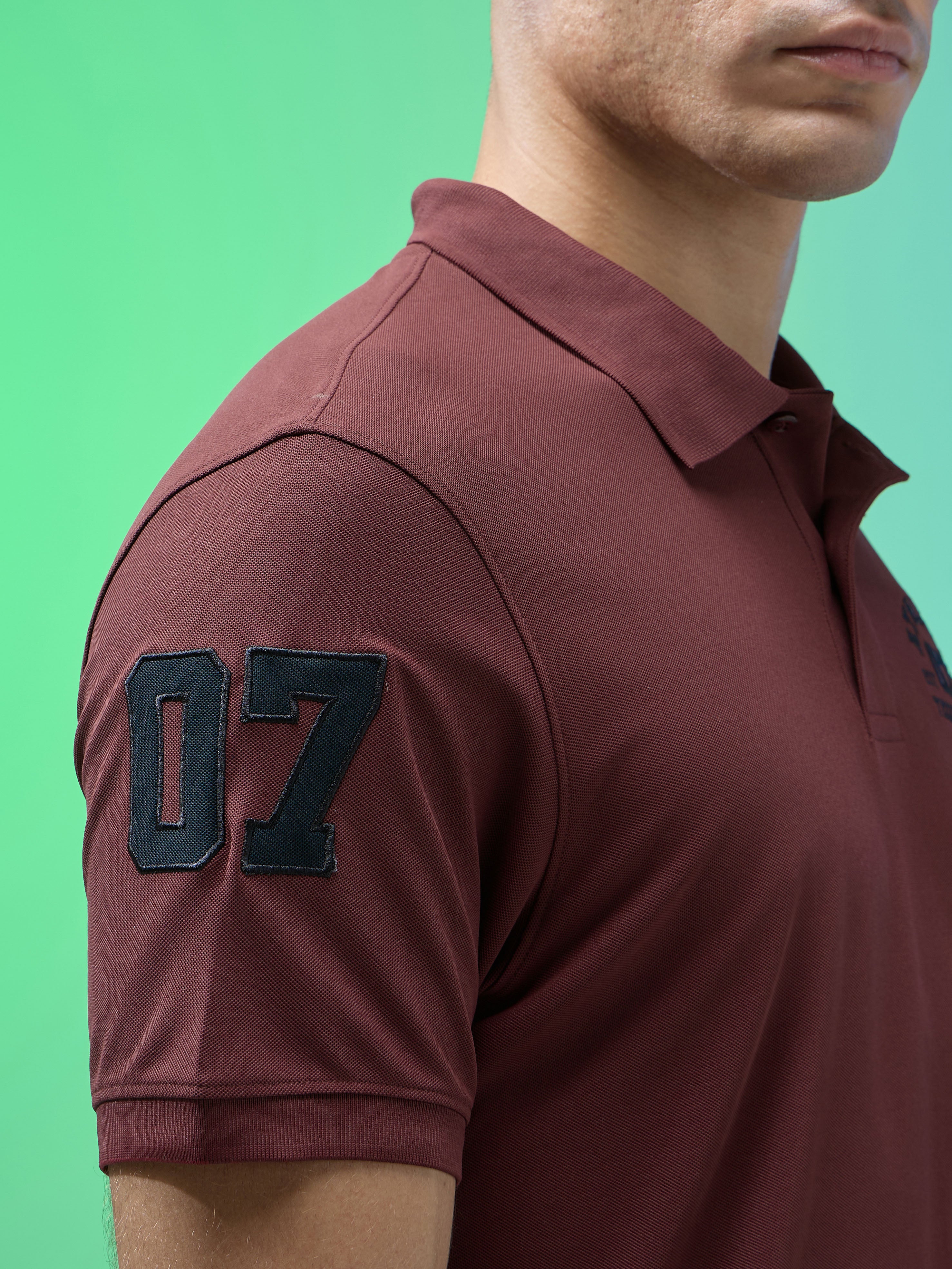 Men Solid Slim Fit Polo Sports T-shirt with MATPIQ - Image 7