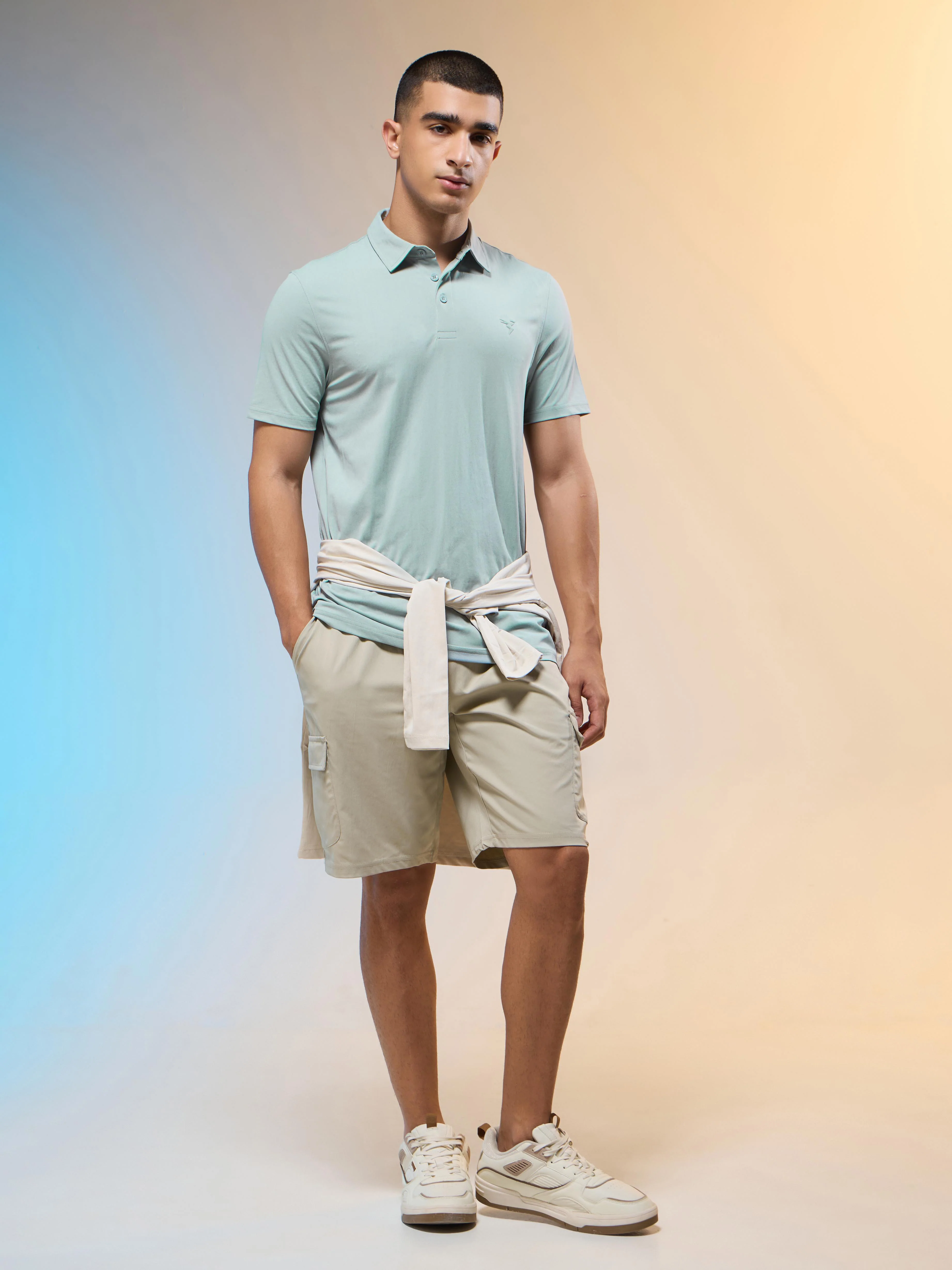 Men Solid Slim Fit Polo T-shirt with COTFLEX - Image 5