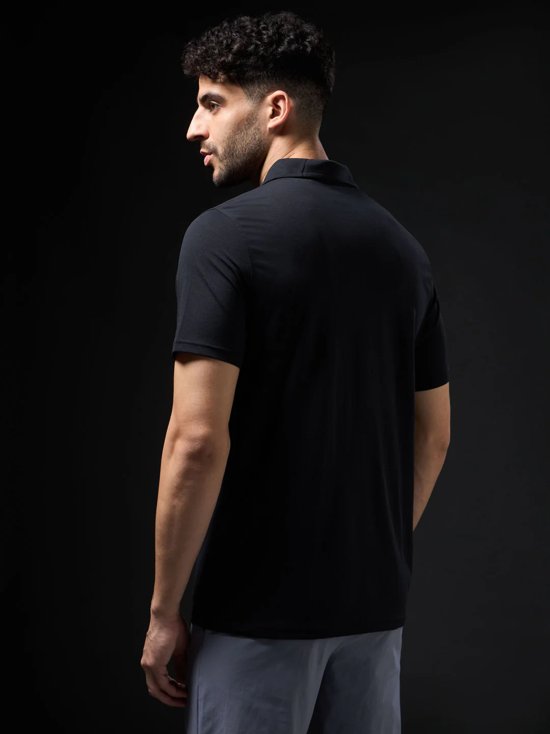 Men Solid Slim Fit Polo T-shirt with COTFLEX - Image 3