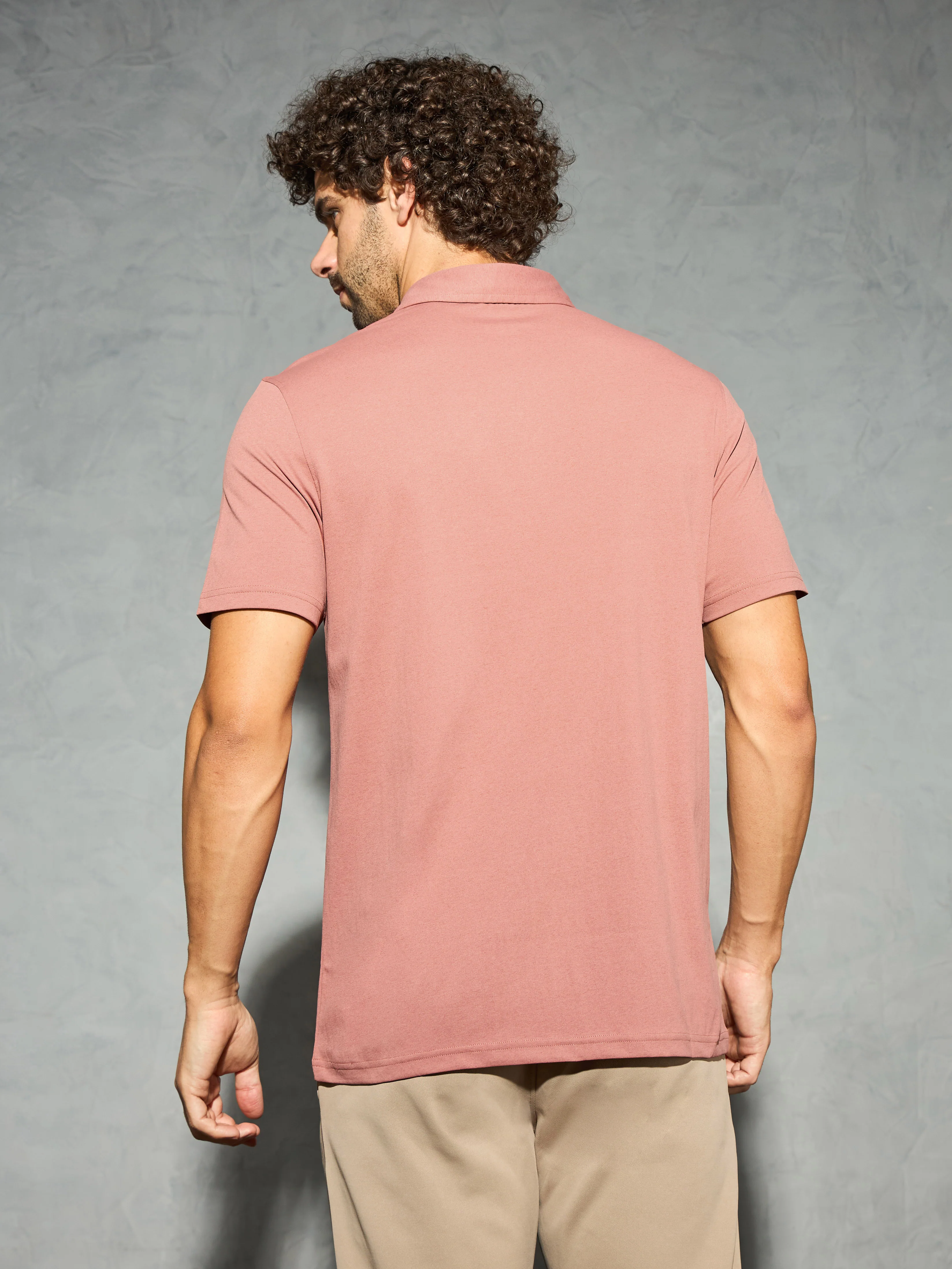 Men Solid Slim Fit Polo T-shirt with COTFLEX - Image 3
