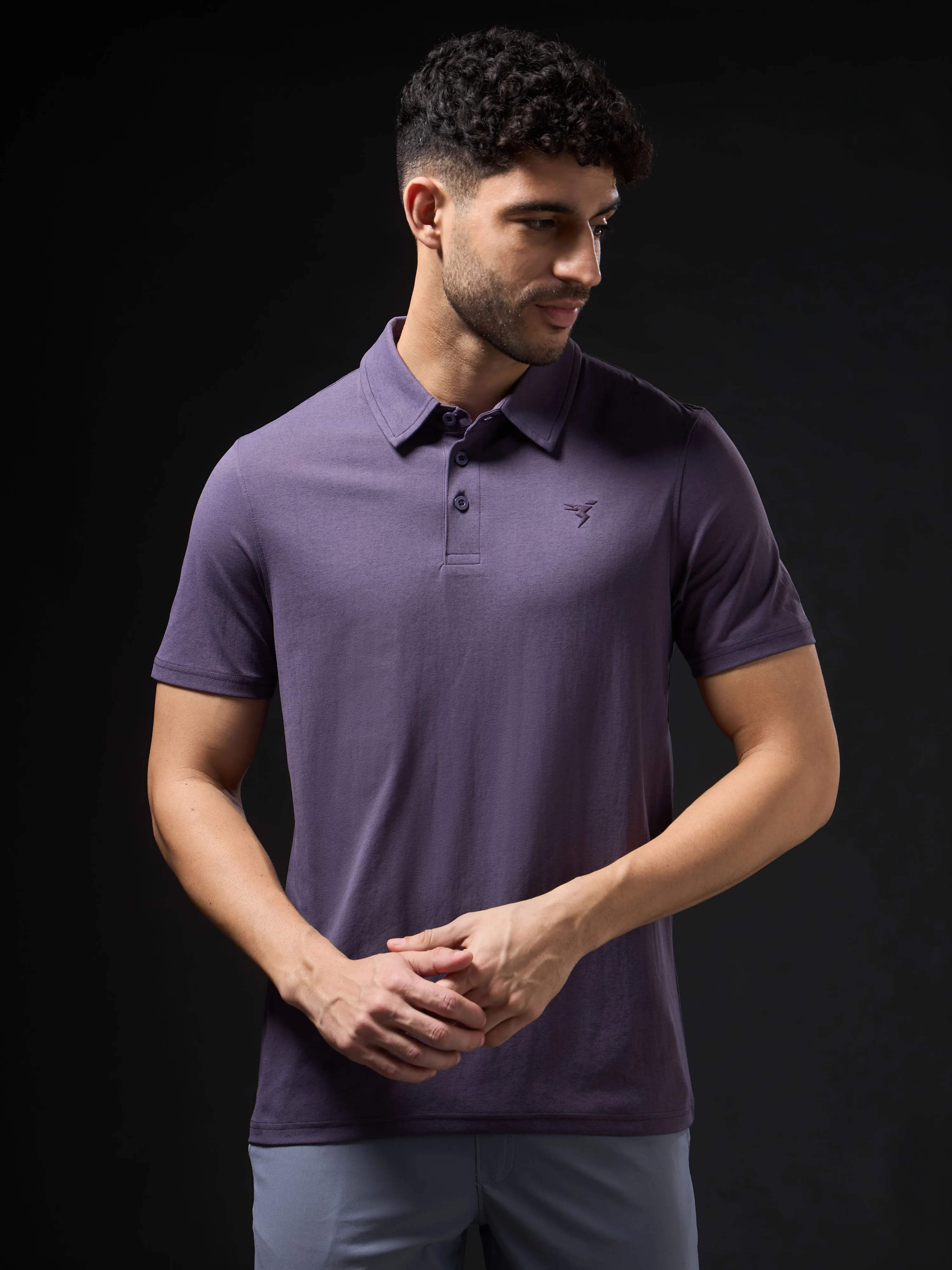Men Solid Slim Fit Polo T-shirt with COTFLEX - Image 2