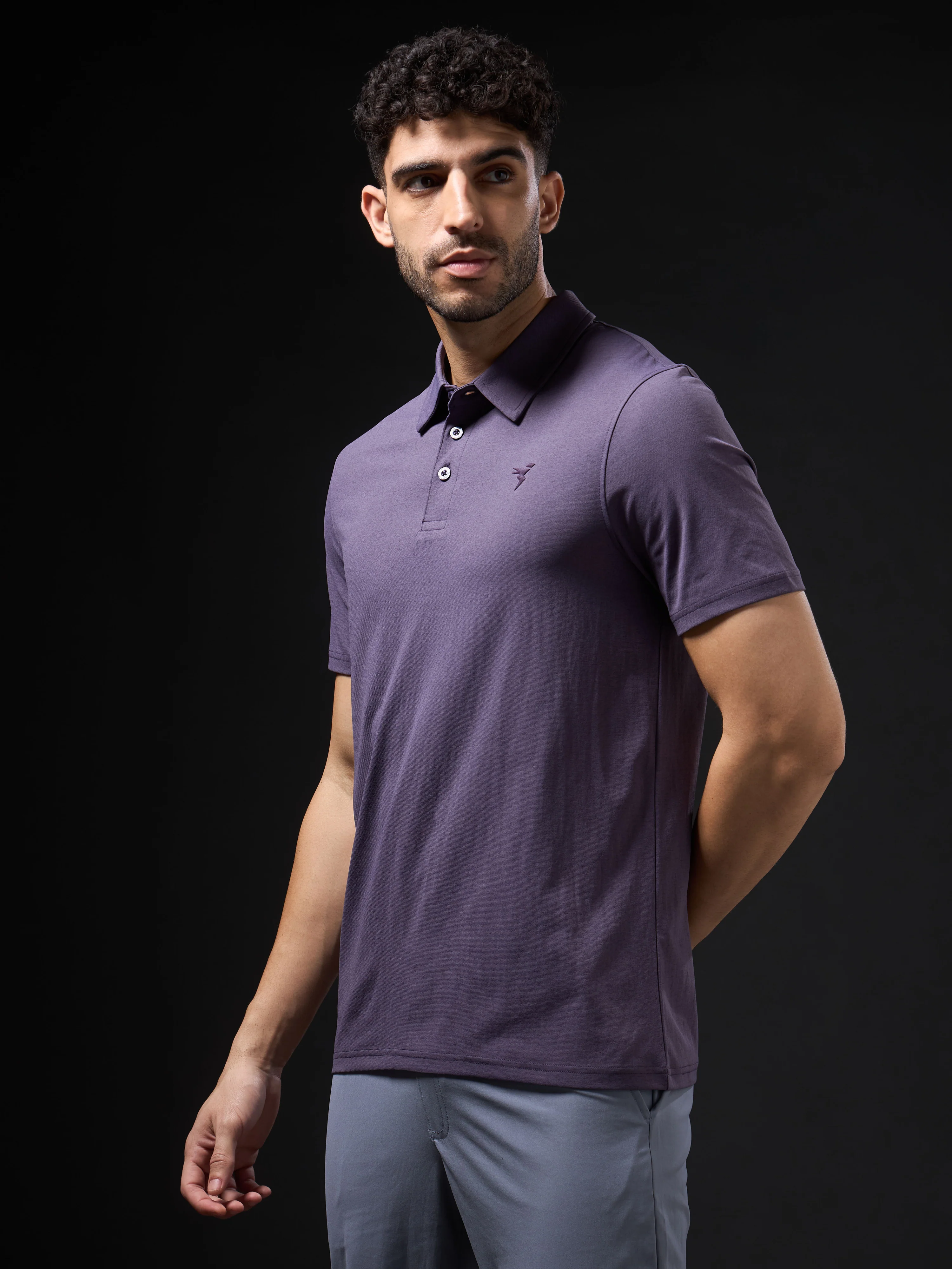 Men Solid Slim Fit Polo T-shirt with COTFLEX - Image 4