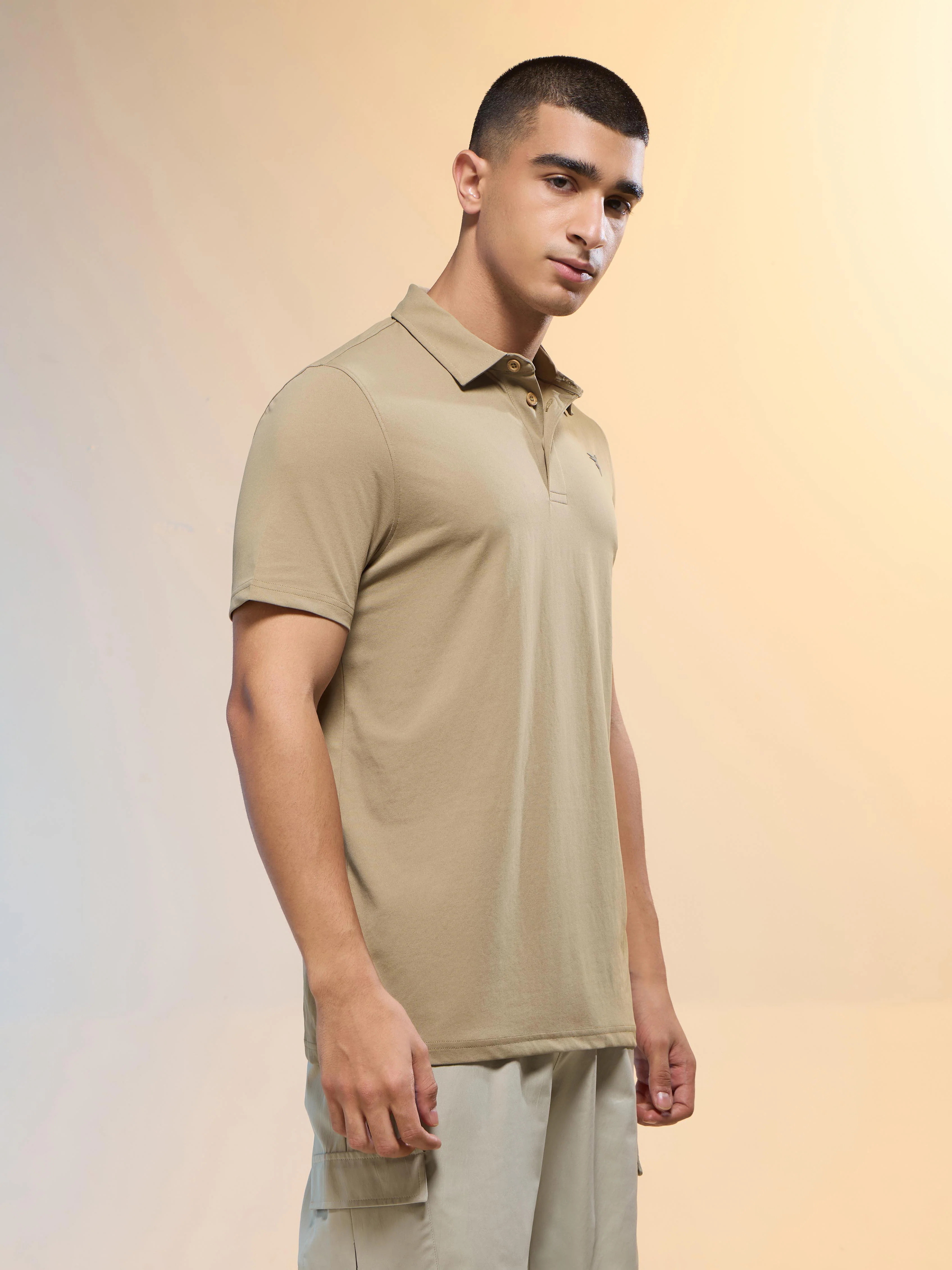 Men Solid Slim Fit Polo T-shirt with COTFLEX - Image 4