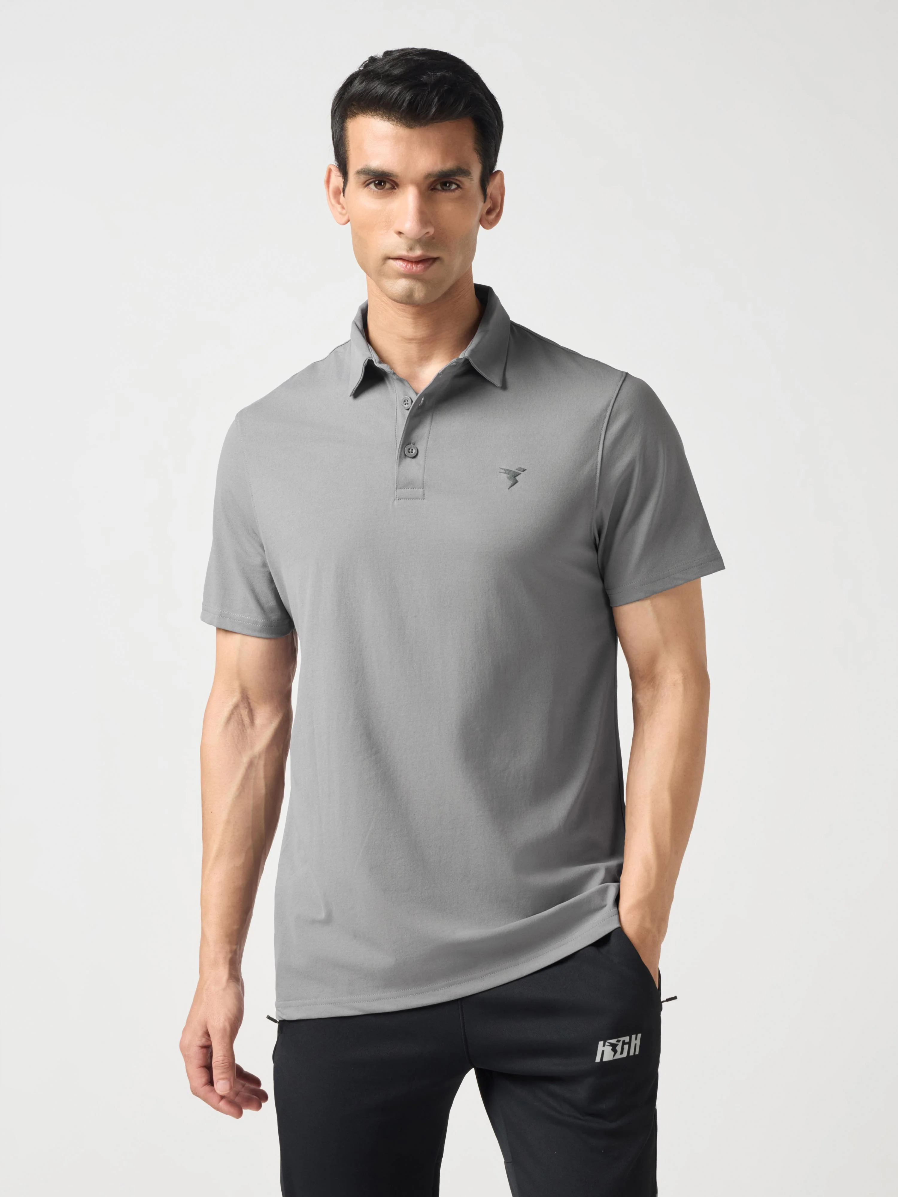 Men Solid Slim Fit Polo T-shirt with COTFLEX - Image 2