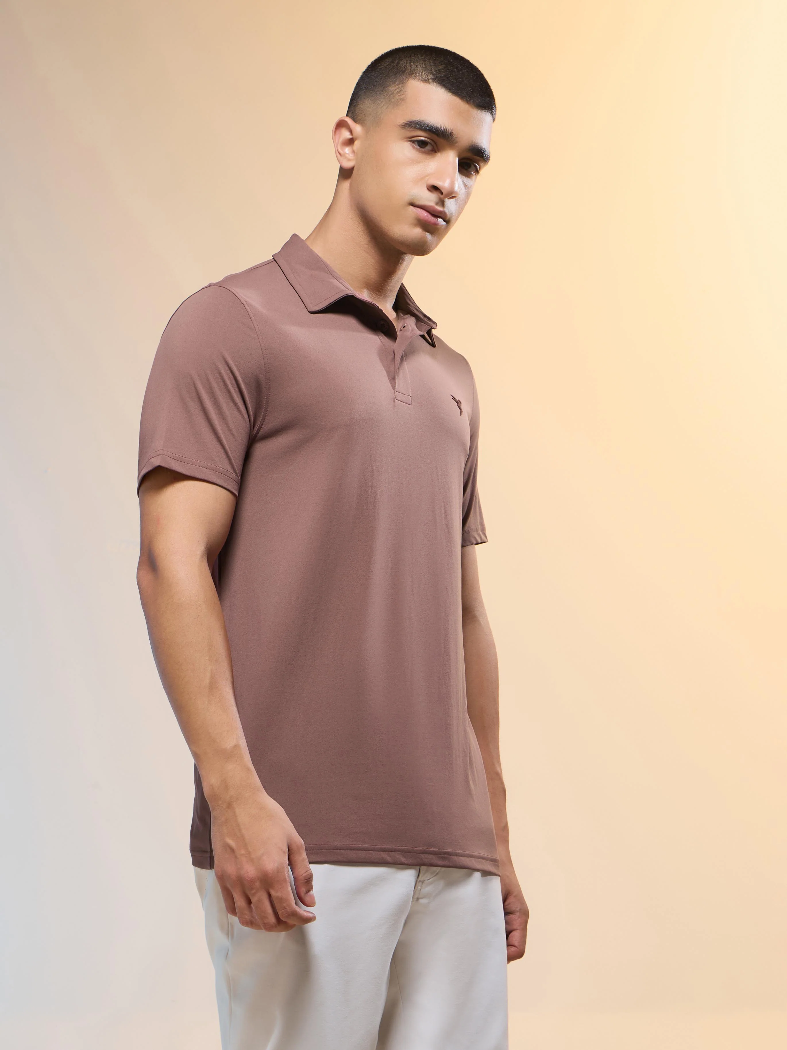 Men Solid Slim Fit Polo T-shirt with COTFLEX - Image 4
