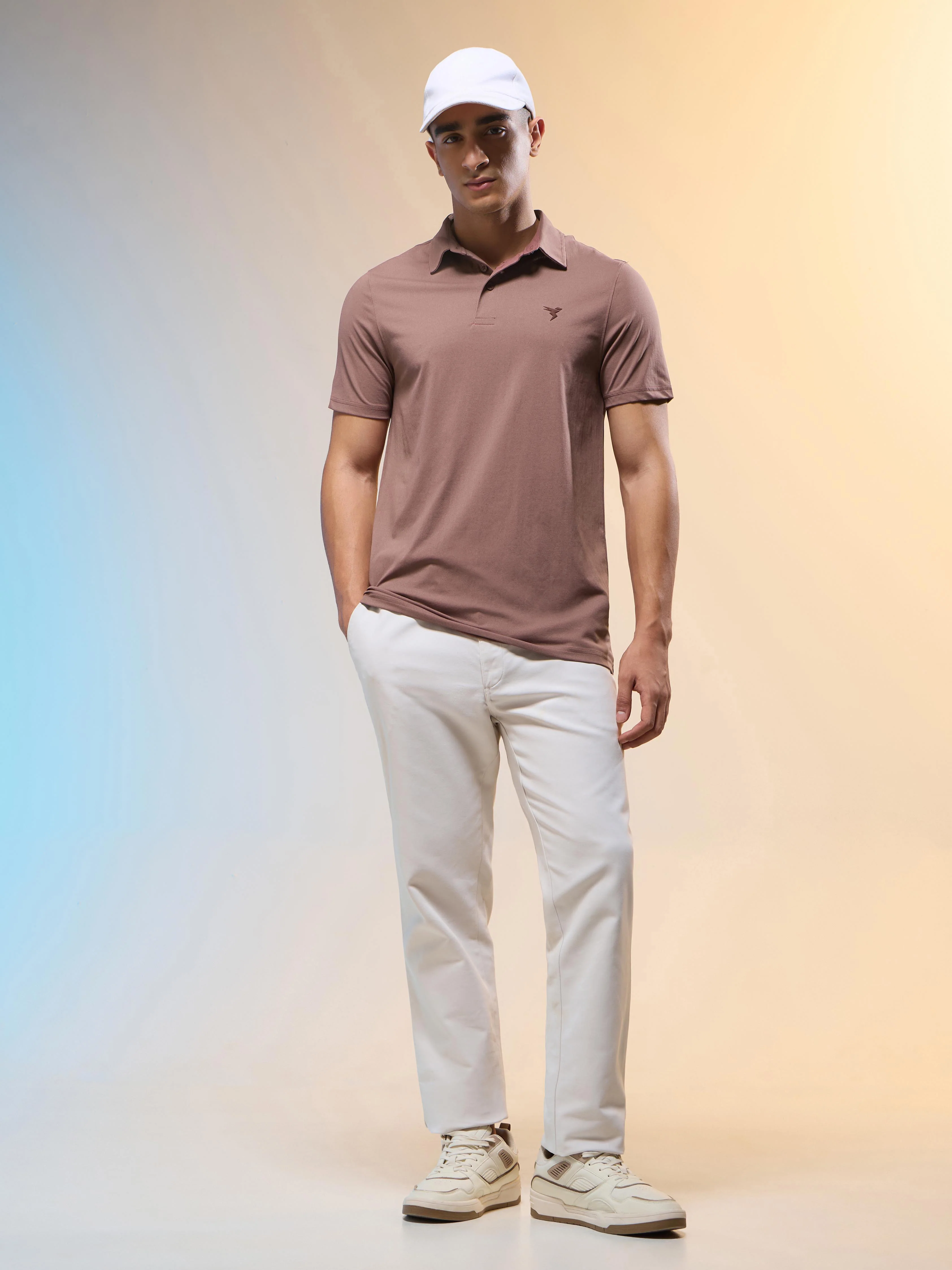 Men Solid Slim Fit Polo T-shirt with COTFLEX - Image 5