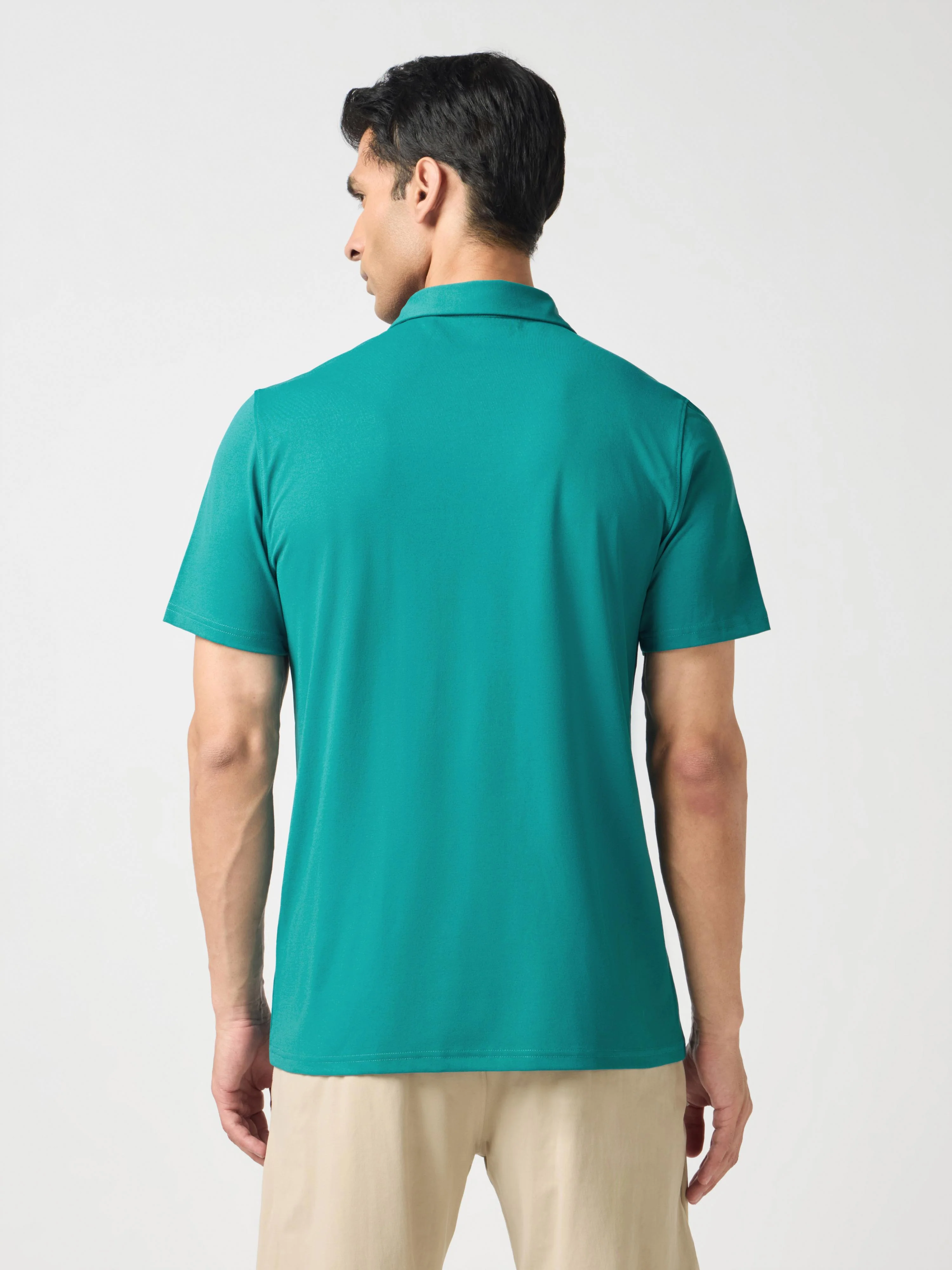Men Solid Slim Fit Polo T-shirt with COTFLEX - Image 3