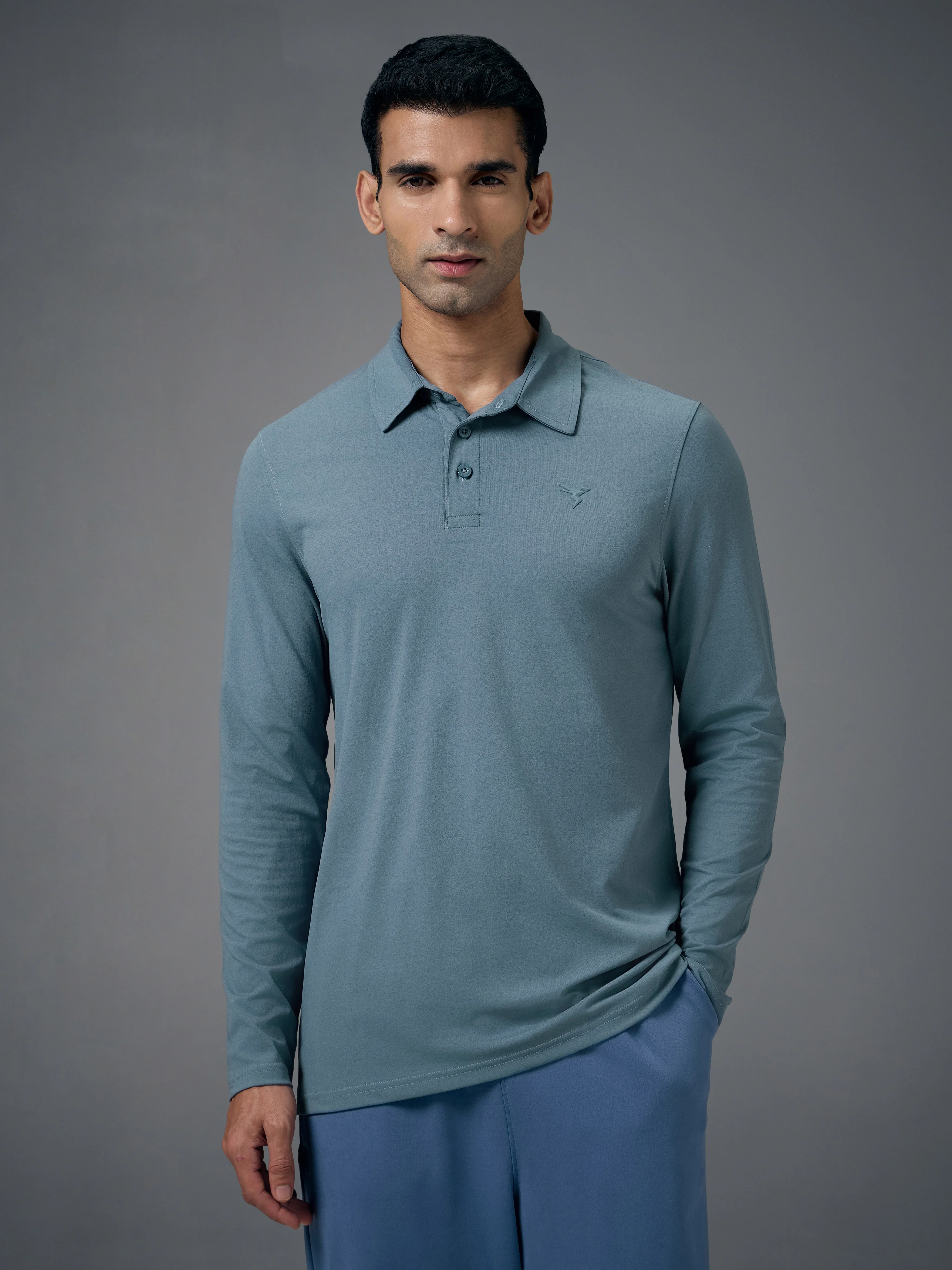 Men Solid Slim Fit Polo T-shirt with COTFLEX - Image 2