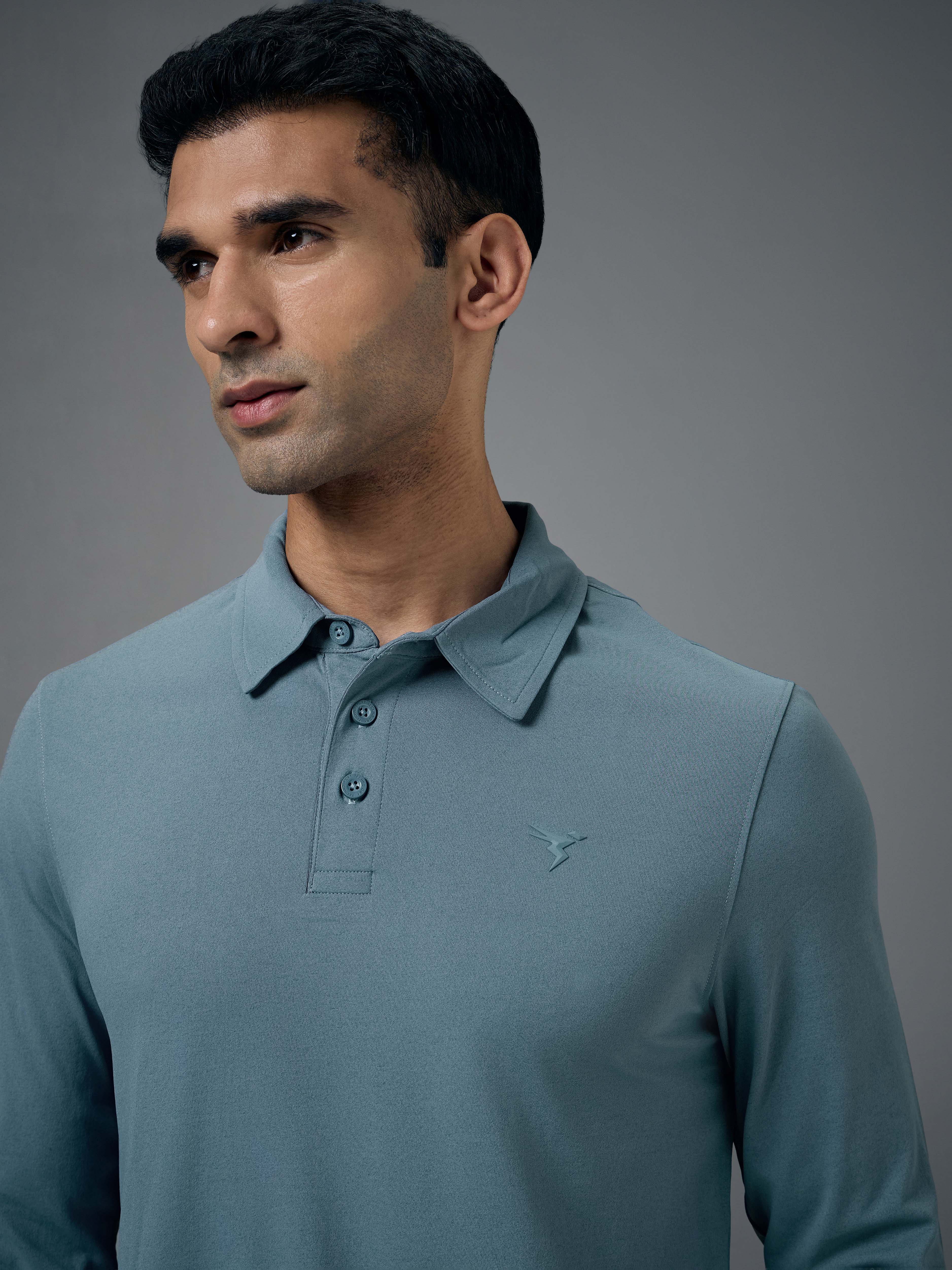 Men Solid Slim Fit Polo T-shirt with COTFLEX - Image 6