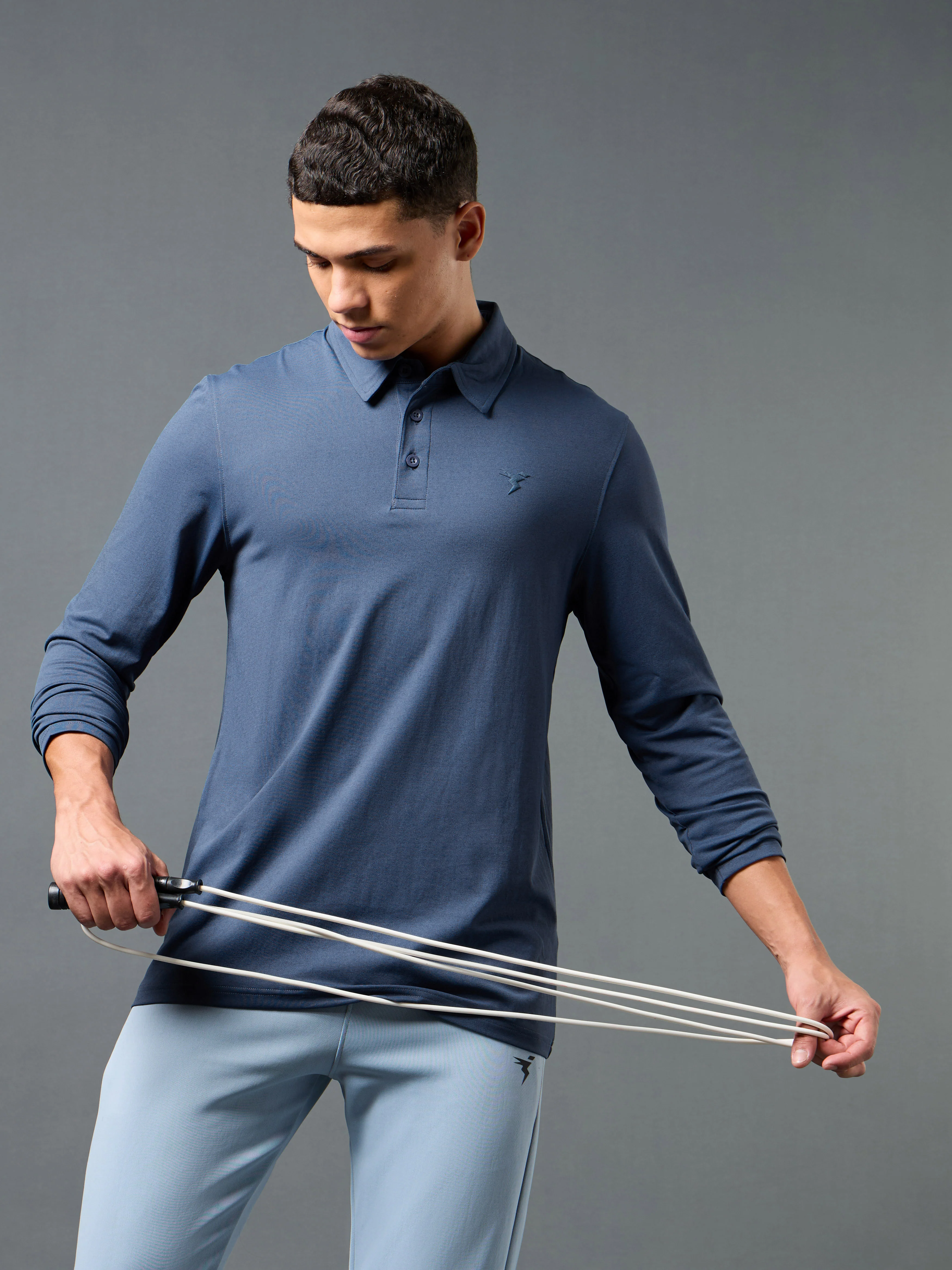 Men Solid Slim Fit Polo T-shirt with COTFLEX - Image 2
